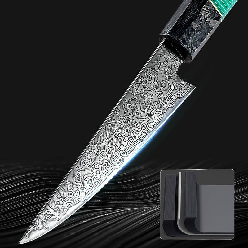 Kerie VG10 Damascus Petty Knife with Carbon Fiber Handle - Image 6