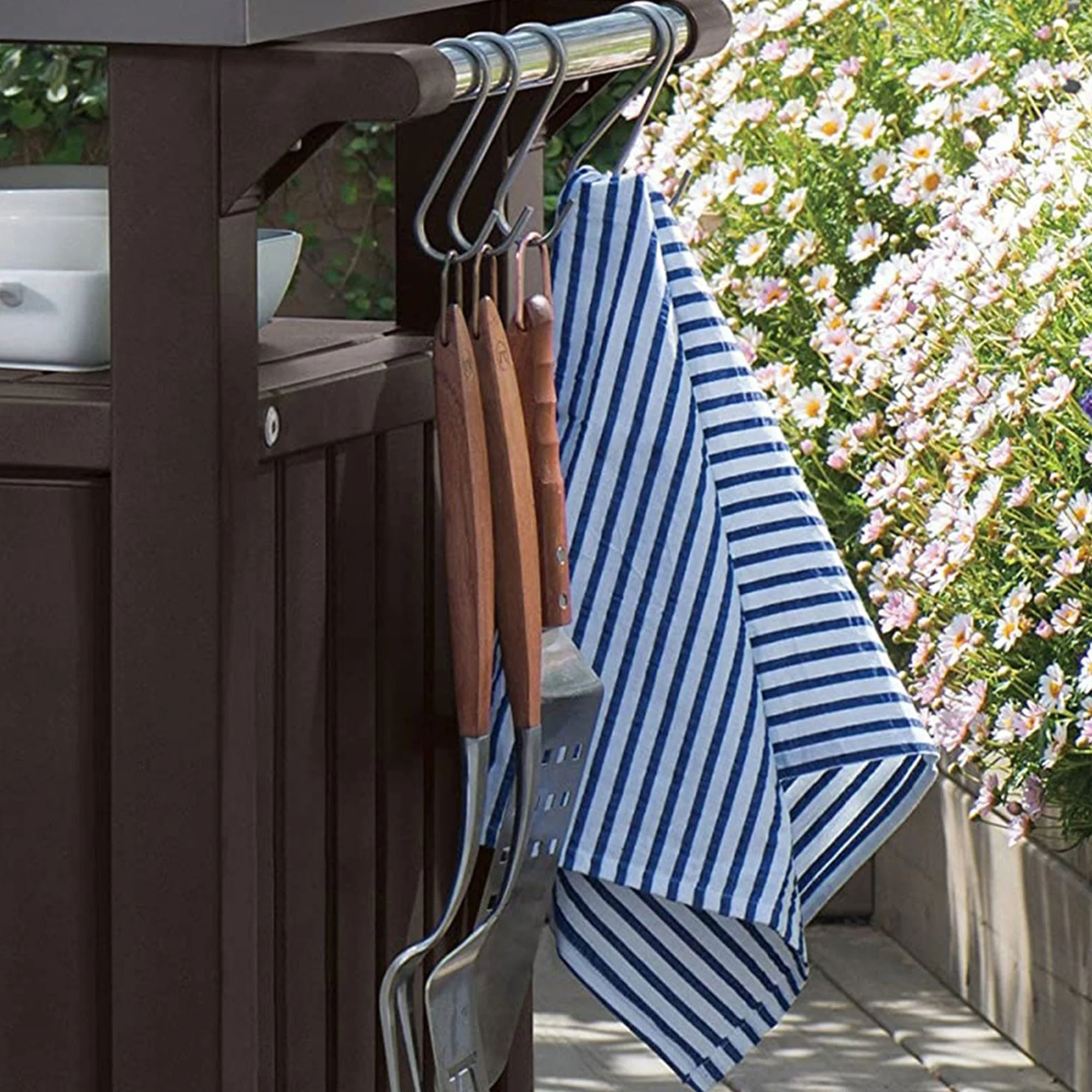 Keter Unity 40 Gallon Stainless Steel Top Storage Grilling Bar Cart (Set of 2) - Image 8