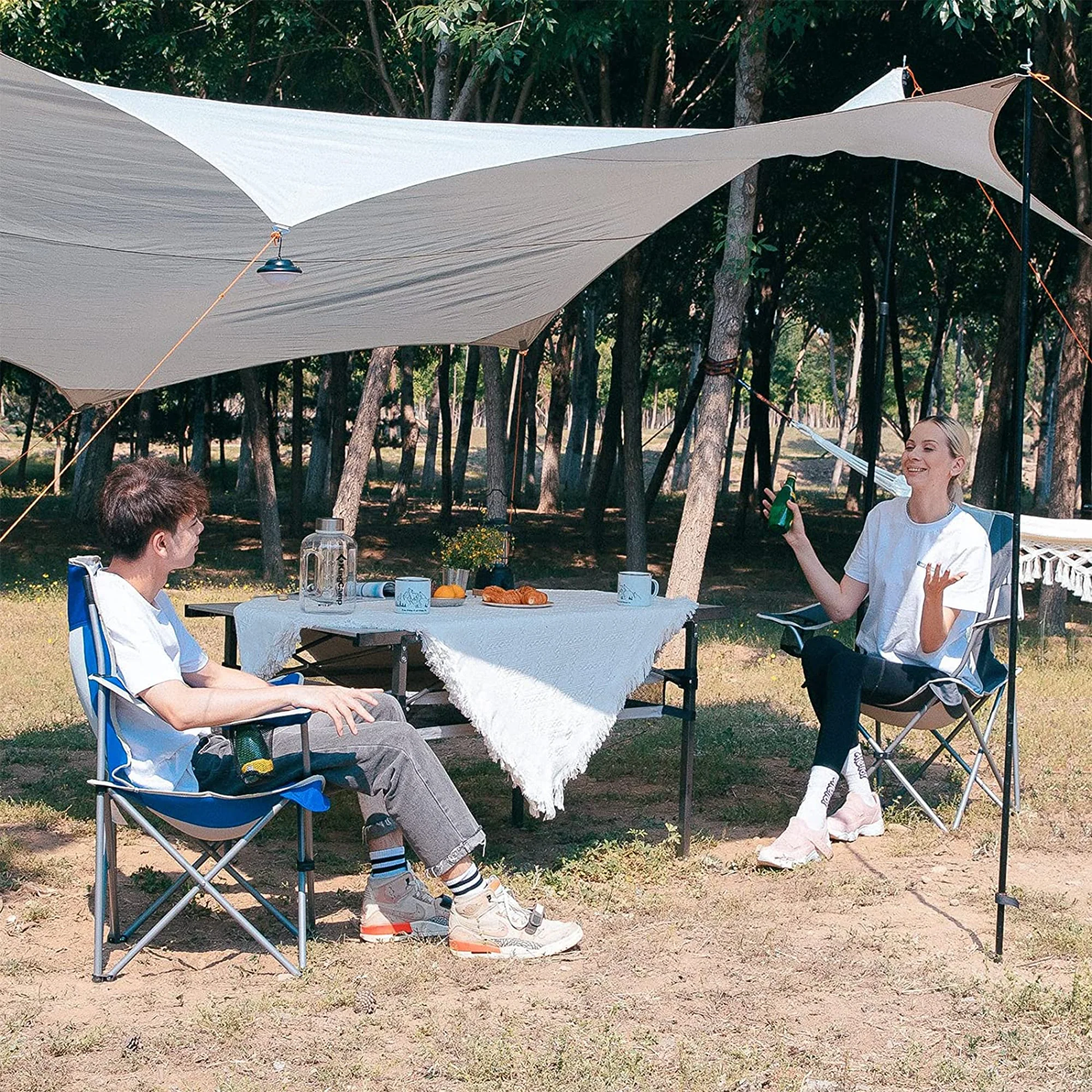 KingCamp Lightweight Folding Outdoor Camping Chair with Cupholder, Blue/Grey - Image 2