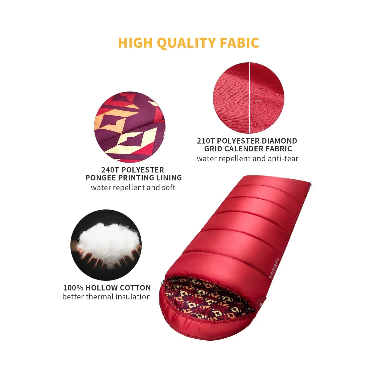 KingCamp Outdoor 30 Degree Adult Sleeping Bag for Camping and Backpacking, Red - Image 7