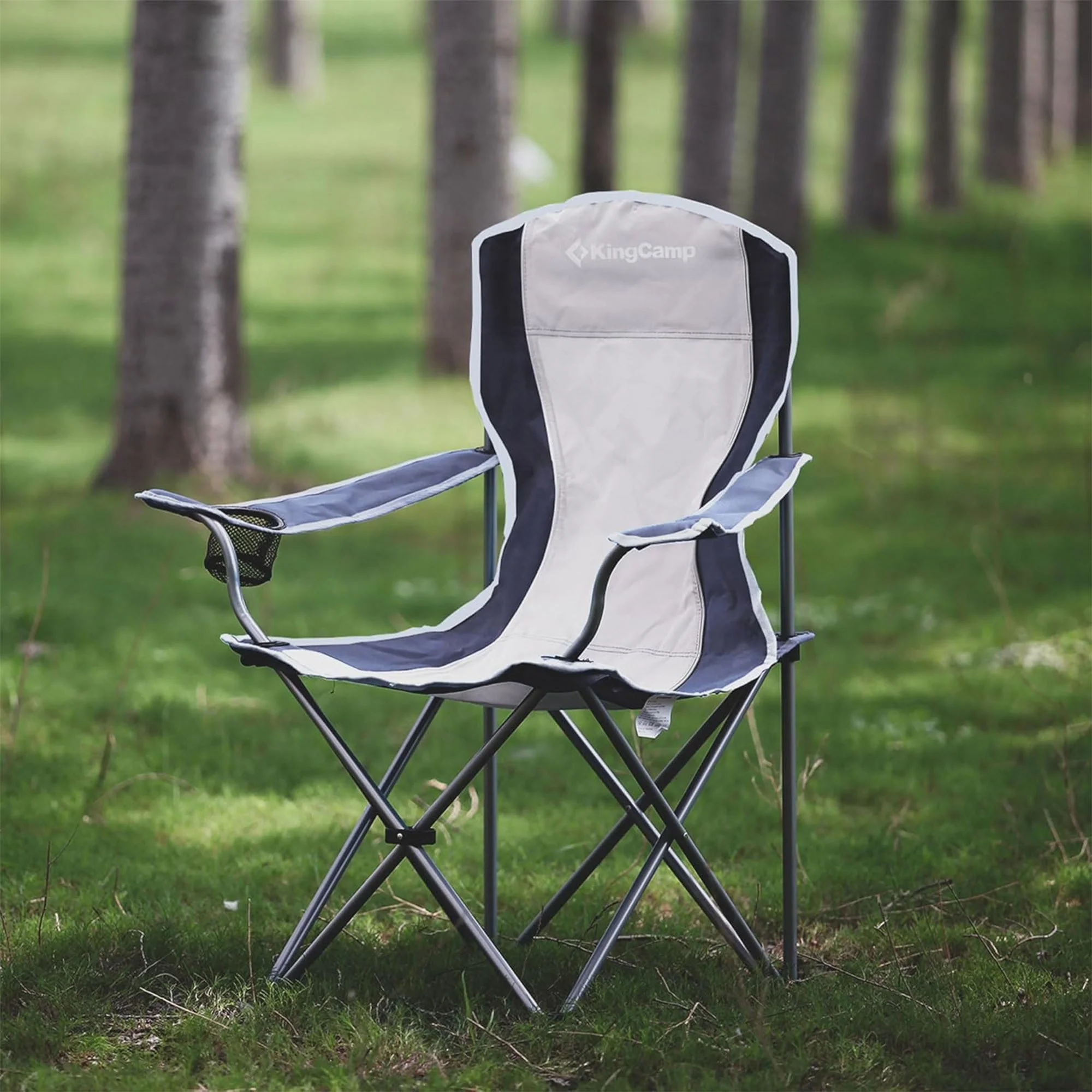 KingCamp Portable Folding Chair with Mesh Cup Holder and Carry Bag, Black/Gray (2 Pack) - Image 2