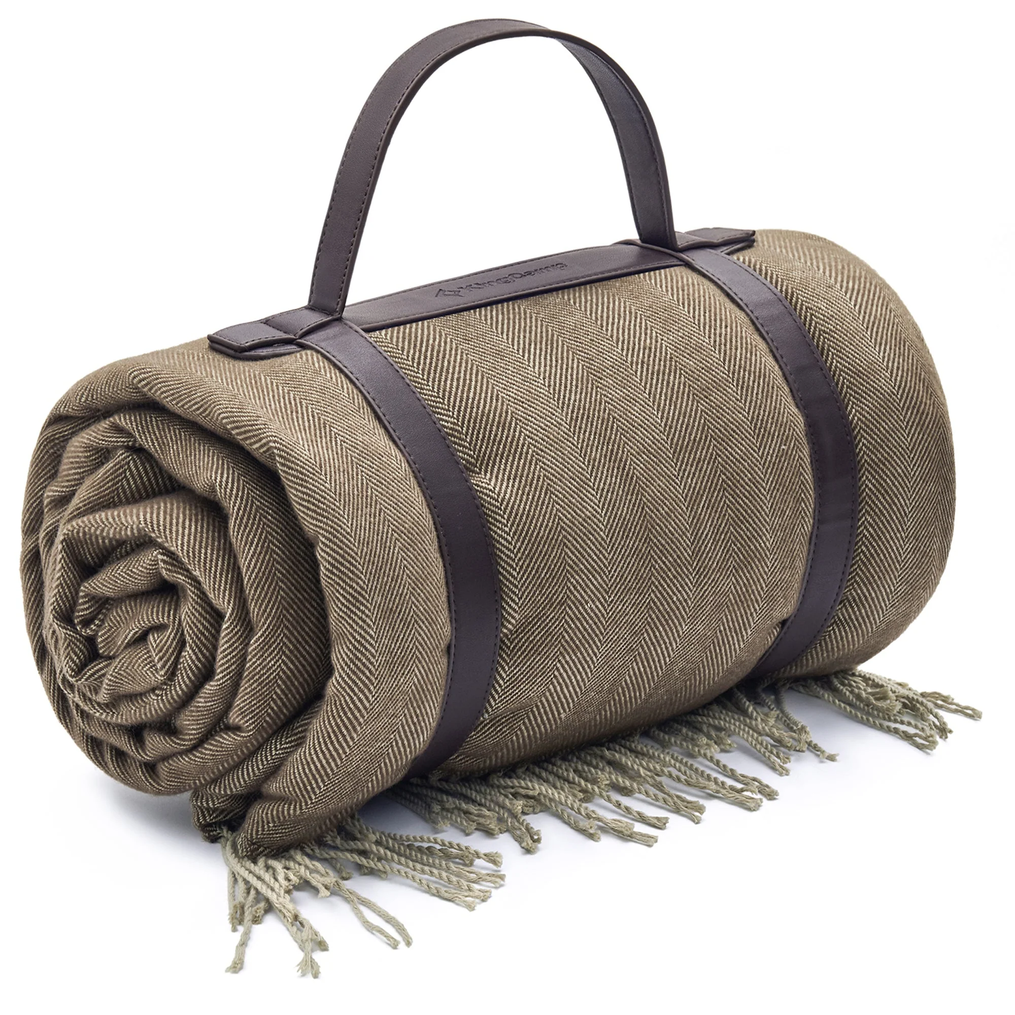 KingCamp Portable Outdoor Waterproof Picnic Beach Blanket, PEVA, Beige/Coffee - Image 3