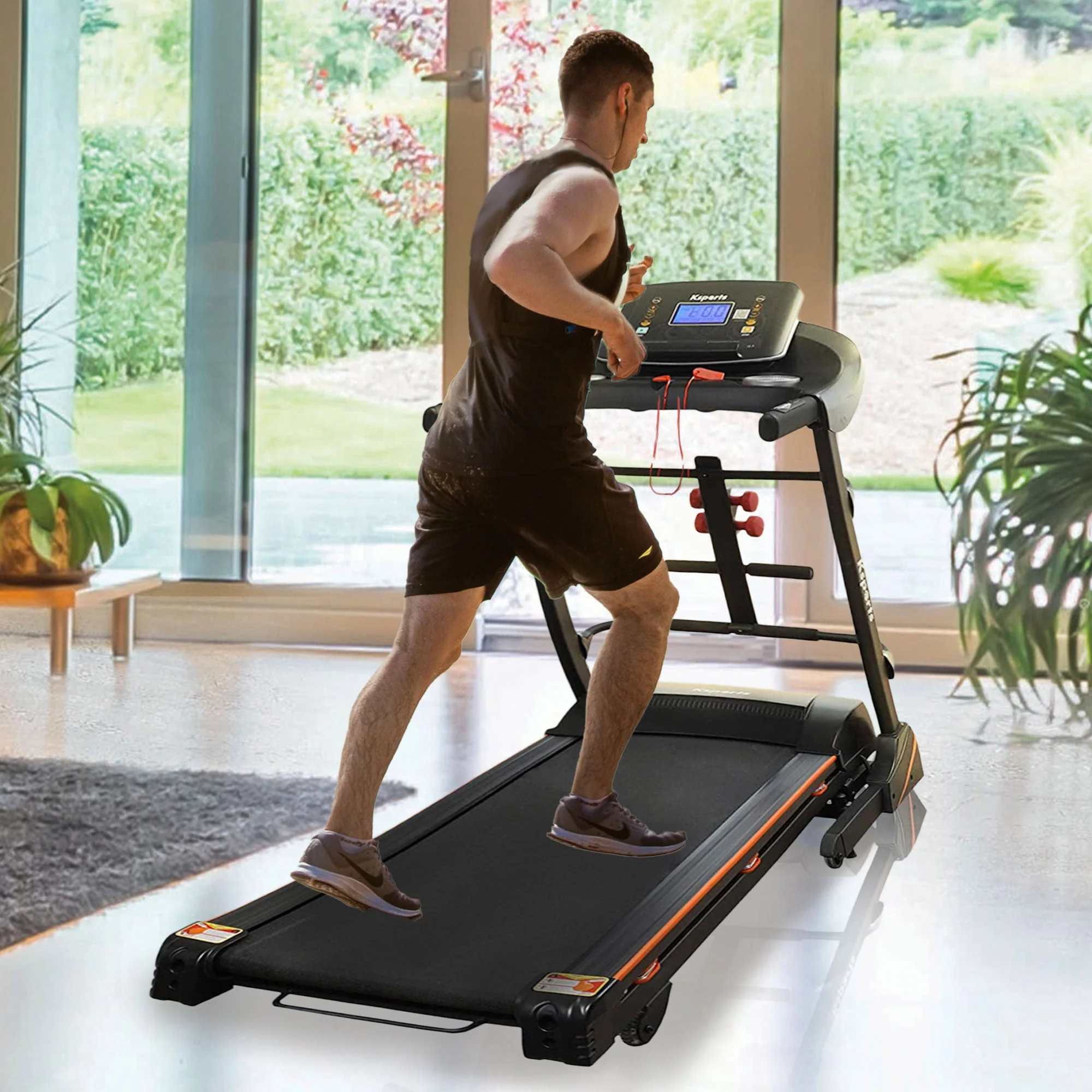 Ksports 16.5 In Wide Foldable Home Treadmill w/ Bluetooth & Fitness Tracking App - Image 8