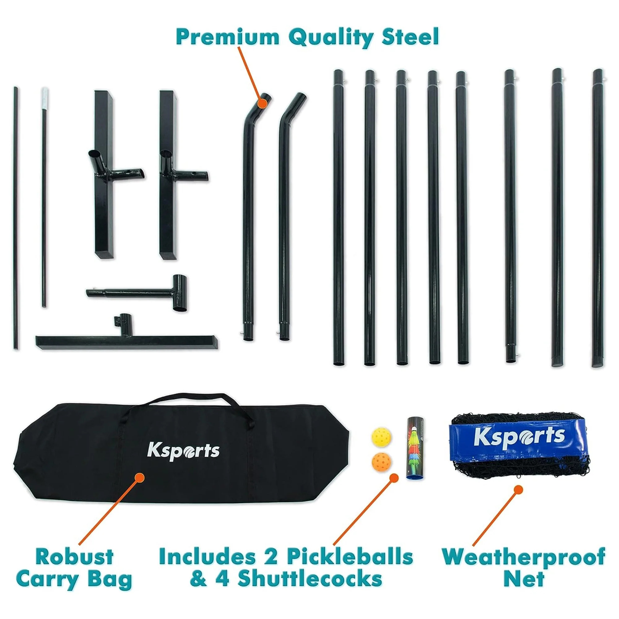 Ksports Pickleball Set w/22' Net, LED Shuttlecocks, Carry Bag & Game Balls, Blue - Image 8