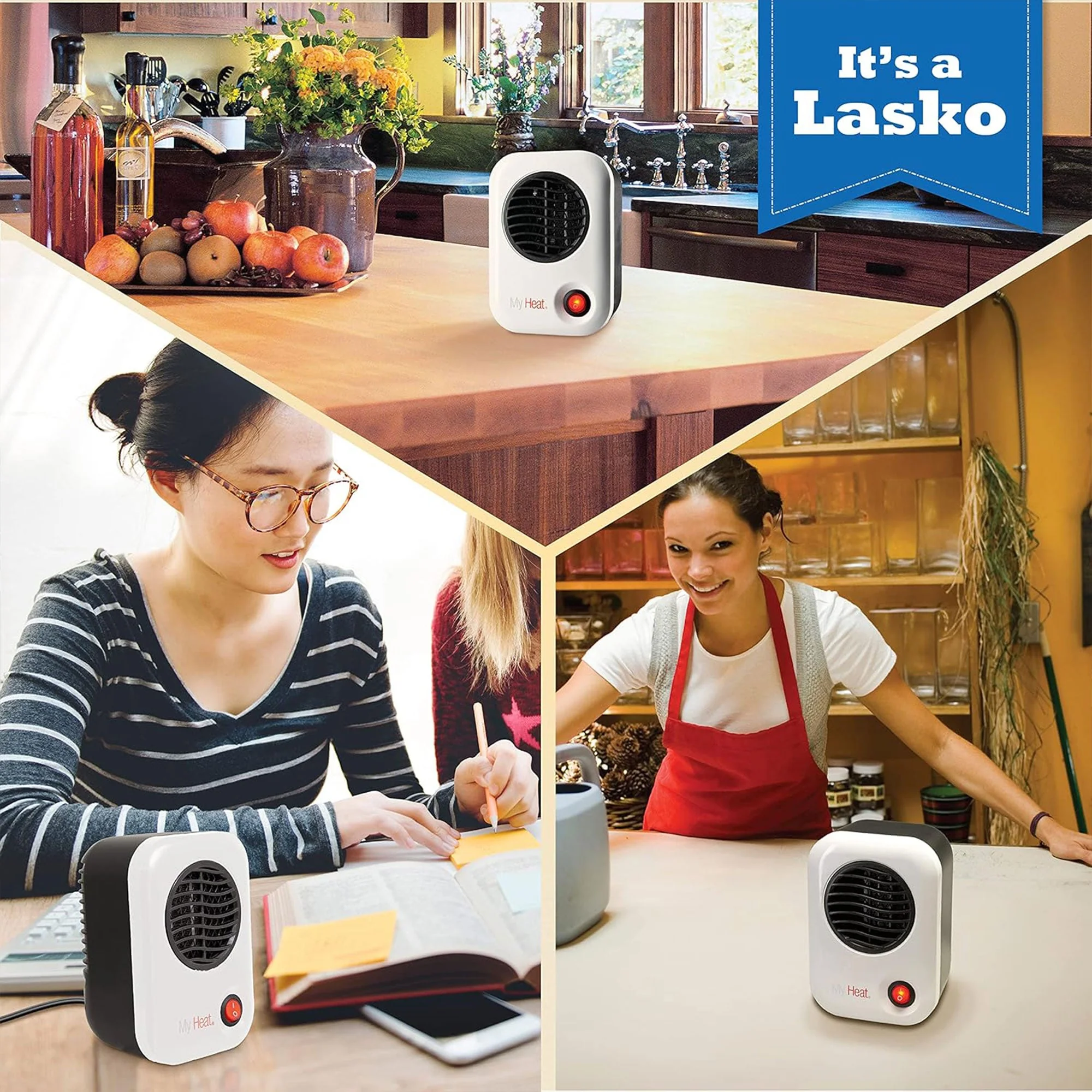 Lasko 101 MyHeat Portable Personal Electric 200W Ceramic Space Heater, White - Image 7