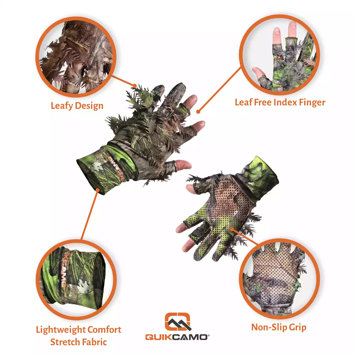Leafy Camo Gloves in Mossy Oak and Realtree - Fingerless or Touchscreen Tips - Image 35