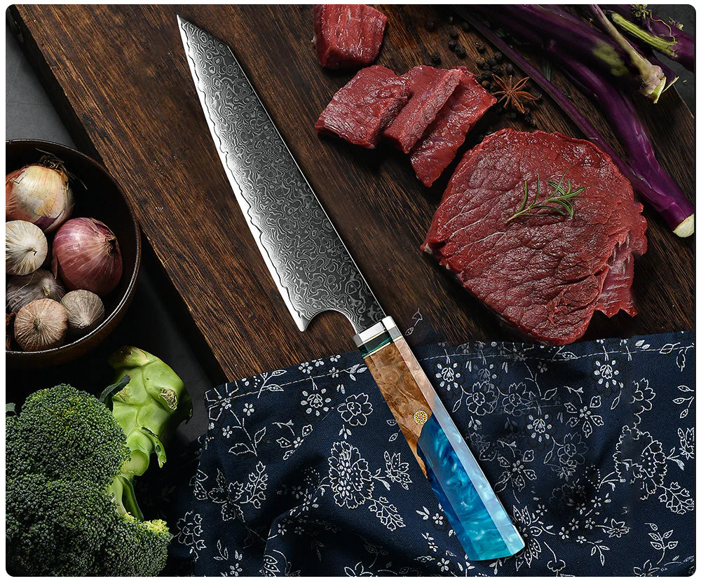 Legacy VG10 Damascus Knife Set with Olive Burl & Resin Handles - Image 3