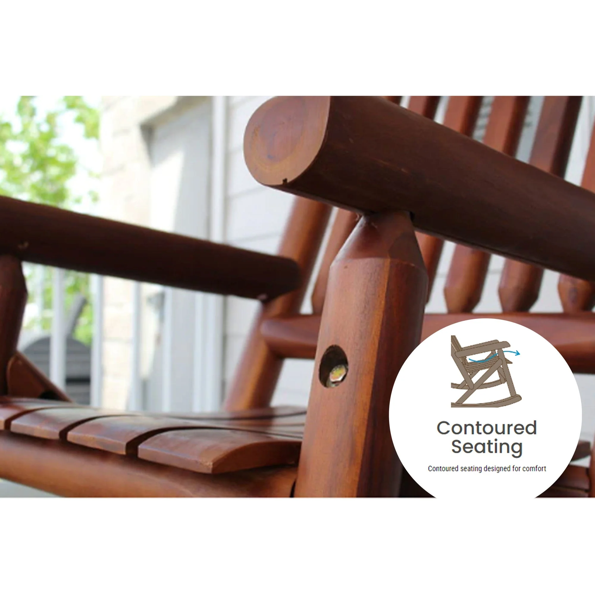 Leigh Country Porch Rocking Chair with Z Frame Design and Contoured Seating - Image 9