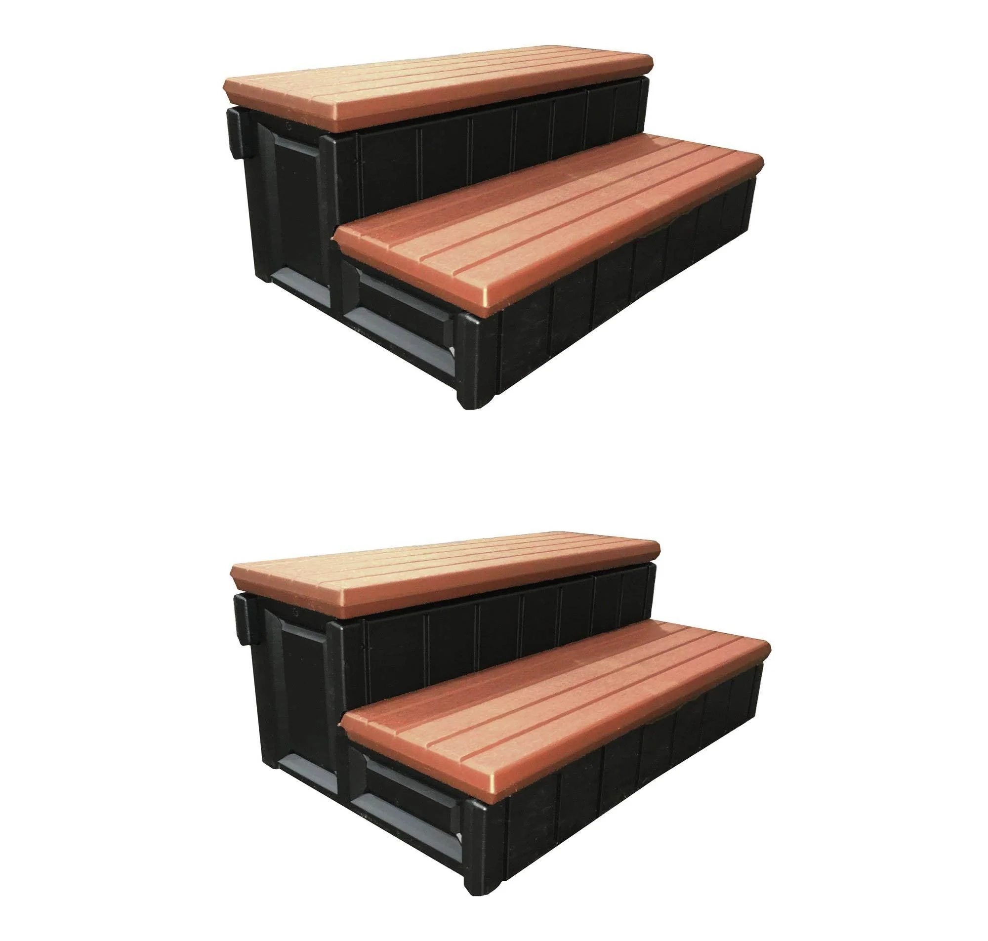 Leisure Accents 36" Deck Spa Hot Tub Storage Compartment Steps, Redwood (2 Pack) - Image 6