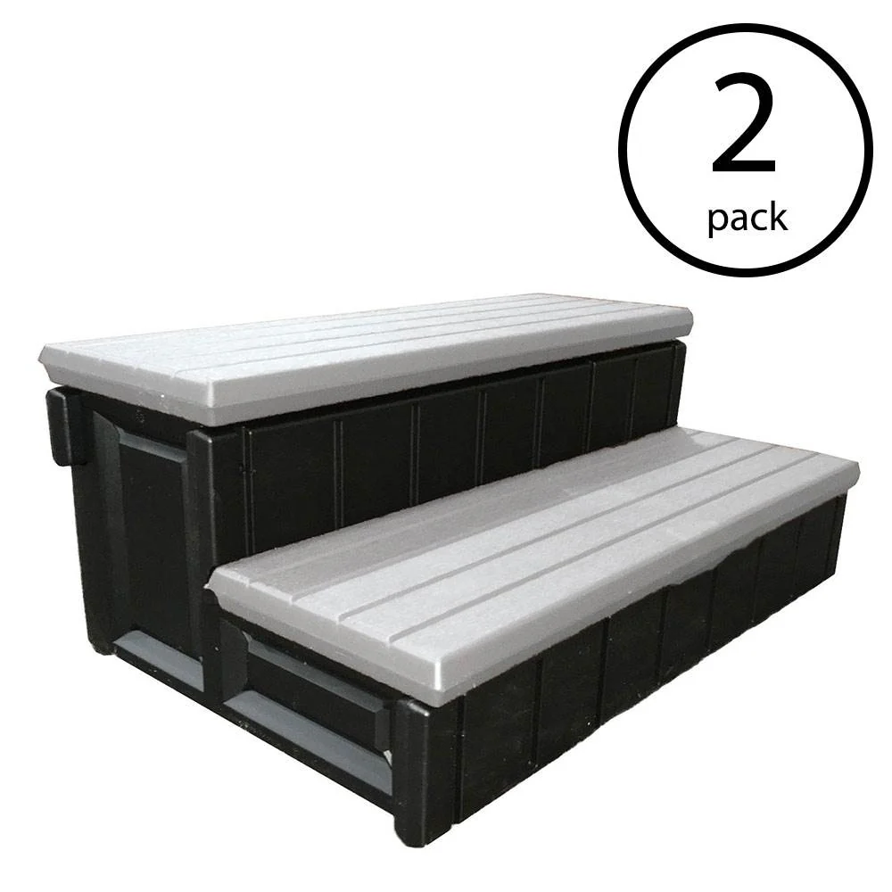 Leisure Accents 36 Inch Long Spa Hot Tub Storage Steps, Gray (2 Pack) - Image 2
