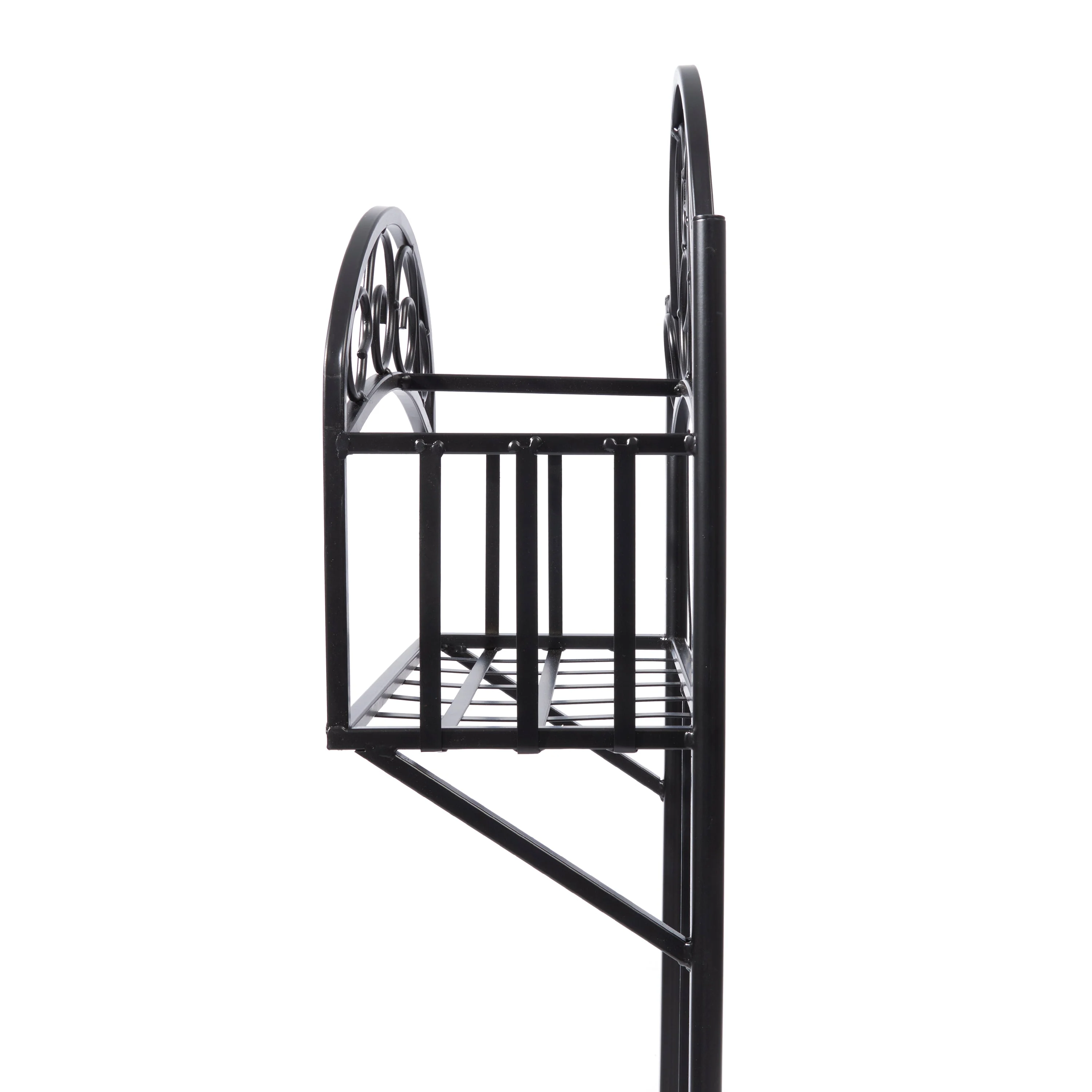 Liberty Garden 5-Prong Gauge Steel Scroll Water Hose Stand with Storage Shelf - Image 6