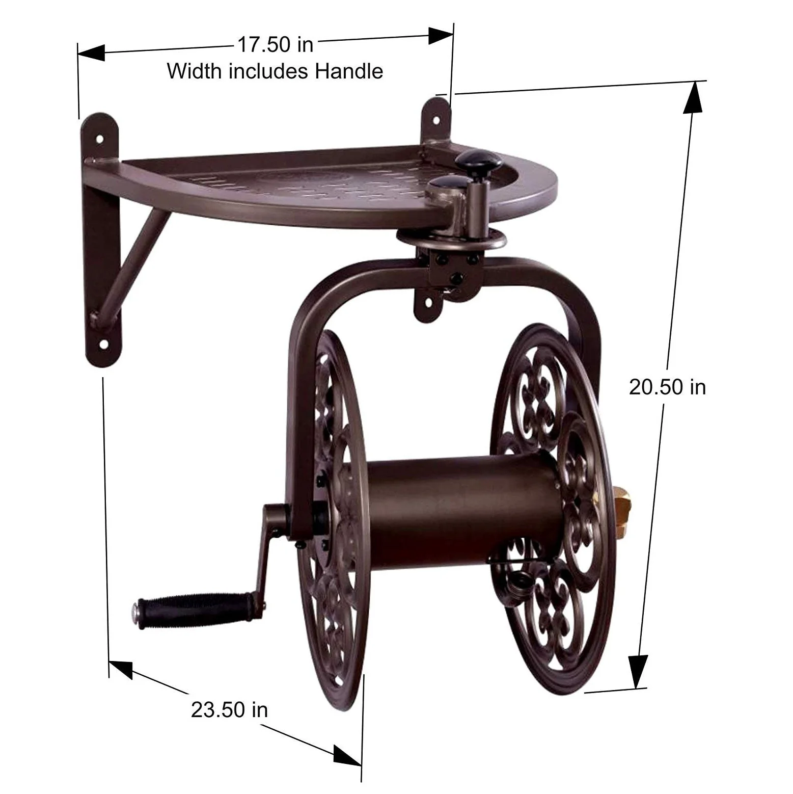 Liberty Garden Navigator Wall-Mounted 360 Degree Rotate Garden Hose Reel, Bronze - Image 4
