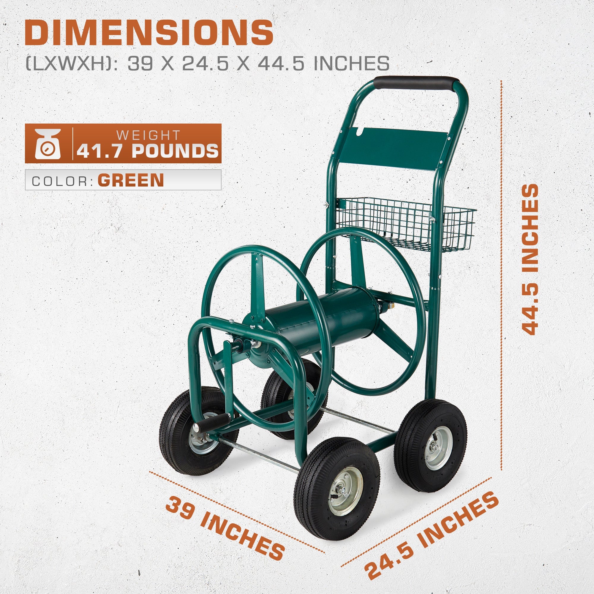 Liberty Garden Products LBG-872-2 4 Wheel Hose Reel Cart Holds up to 350 Feet - Image 3