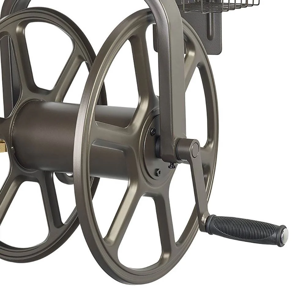 Liberty Garden Single Arm Navigator Rotating Garden Hose Reel w/ Storage Basket - Image 2
