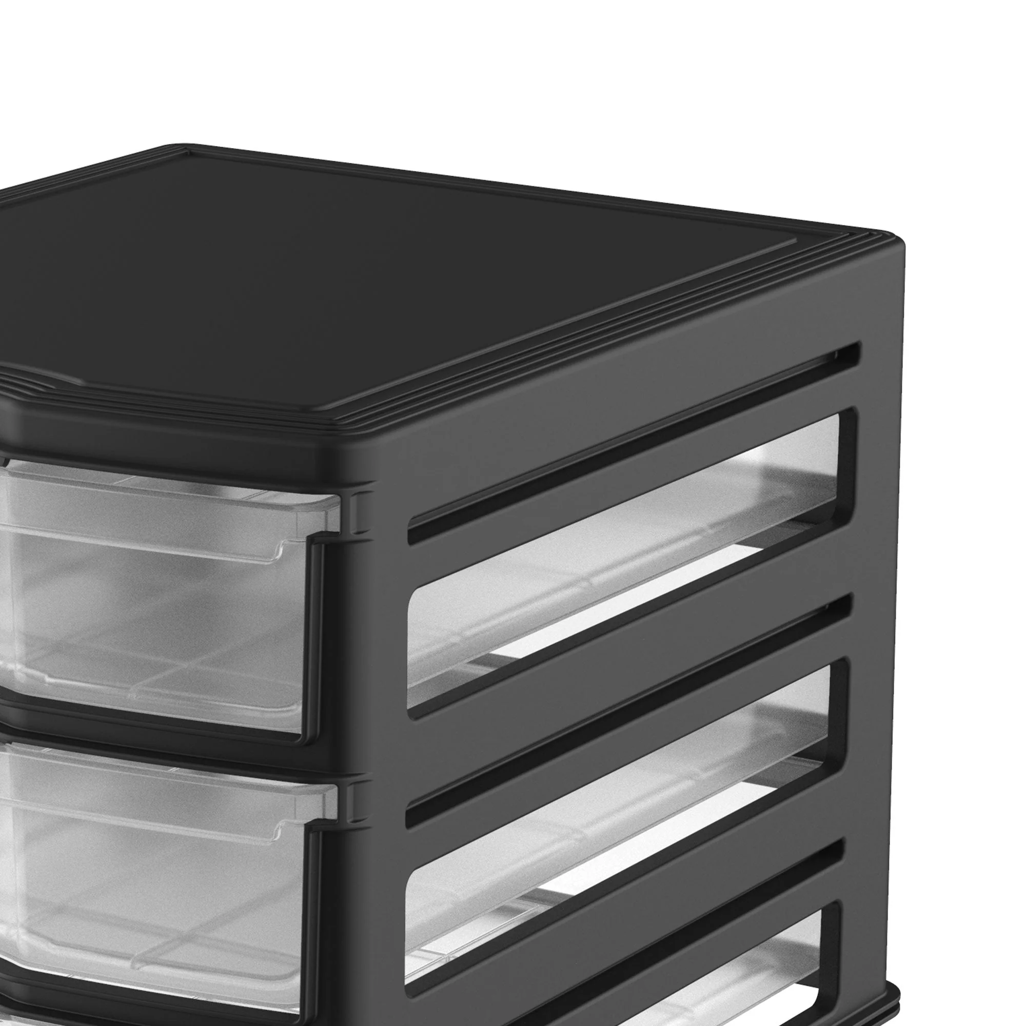 Life Story 3 Drawer Stackable Shelf Organizer Plastic Storage Drawers, Black - Image 4