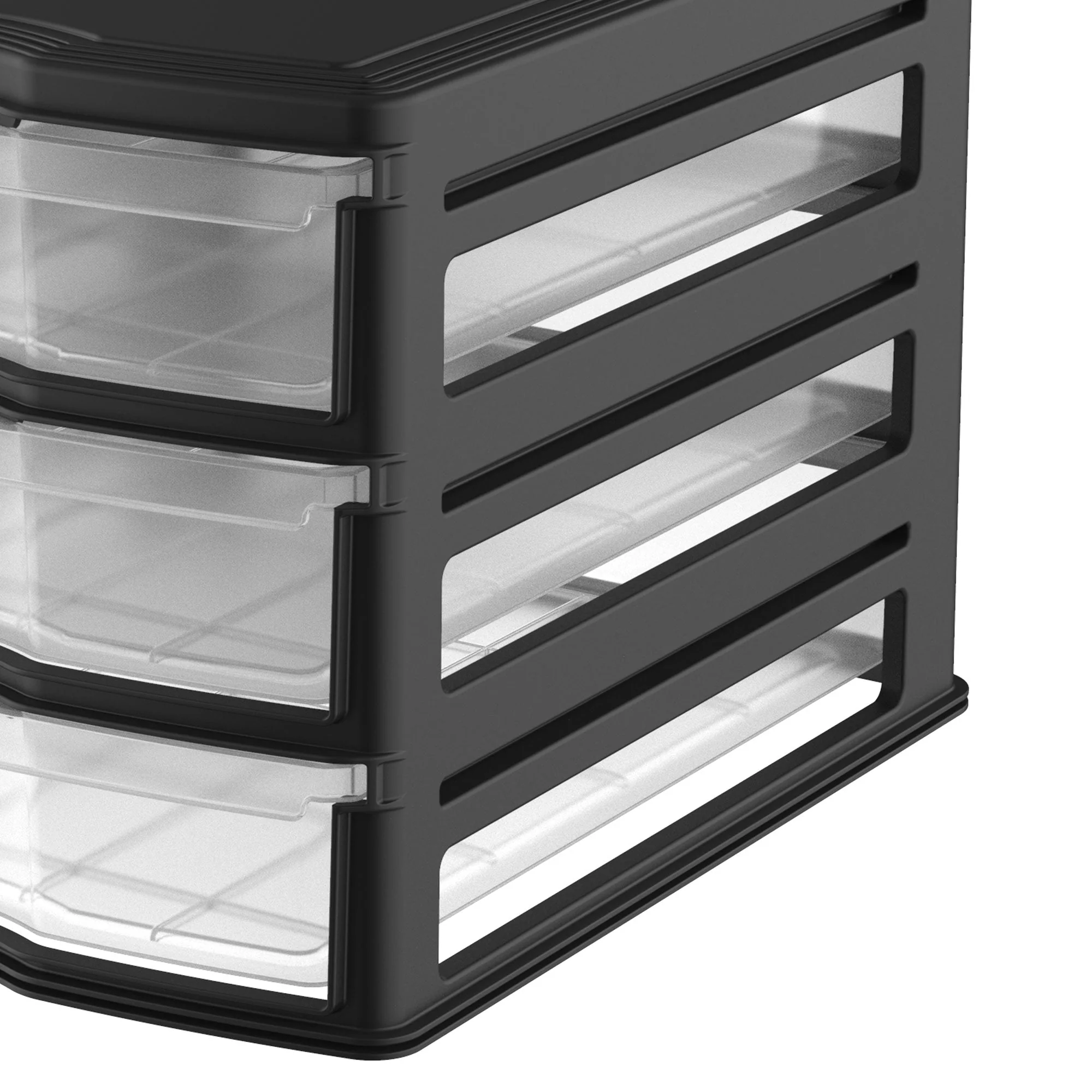 Life Story 3 Drawer Stackable Shelf Organizer Storage Drawers, Black (2 Pack) - Image 6