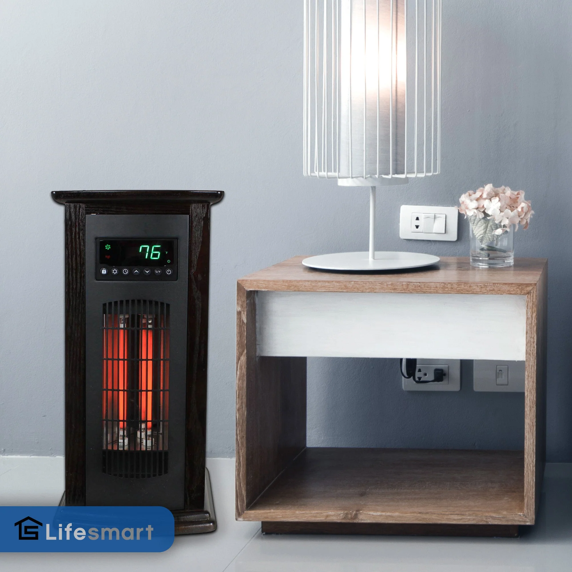LifeSmart LifePro 1500W Infrared Quartz Indoor Tower Space Heater, Black (2 Pk) - Image 5