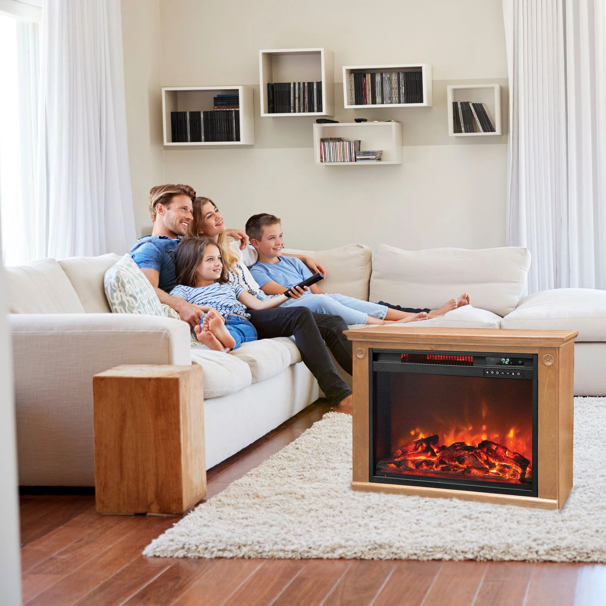 LifeSmart LifePro 1500W Portable Electric Infrared Quartz Indoor Fireplace - Image 4