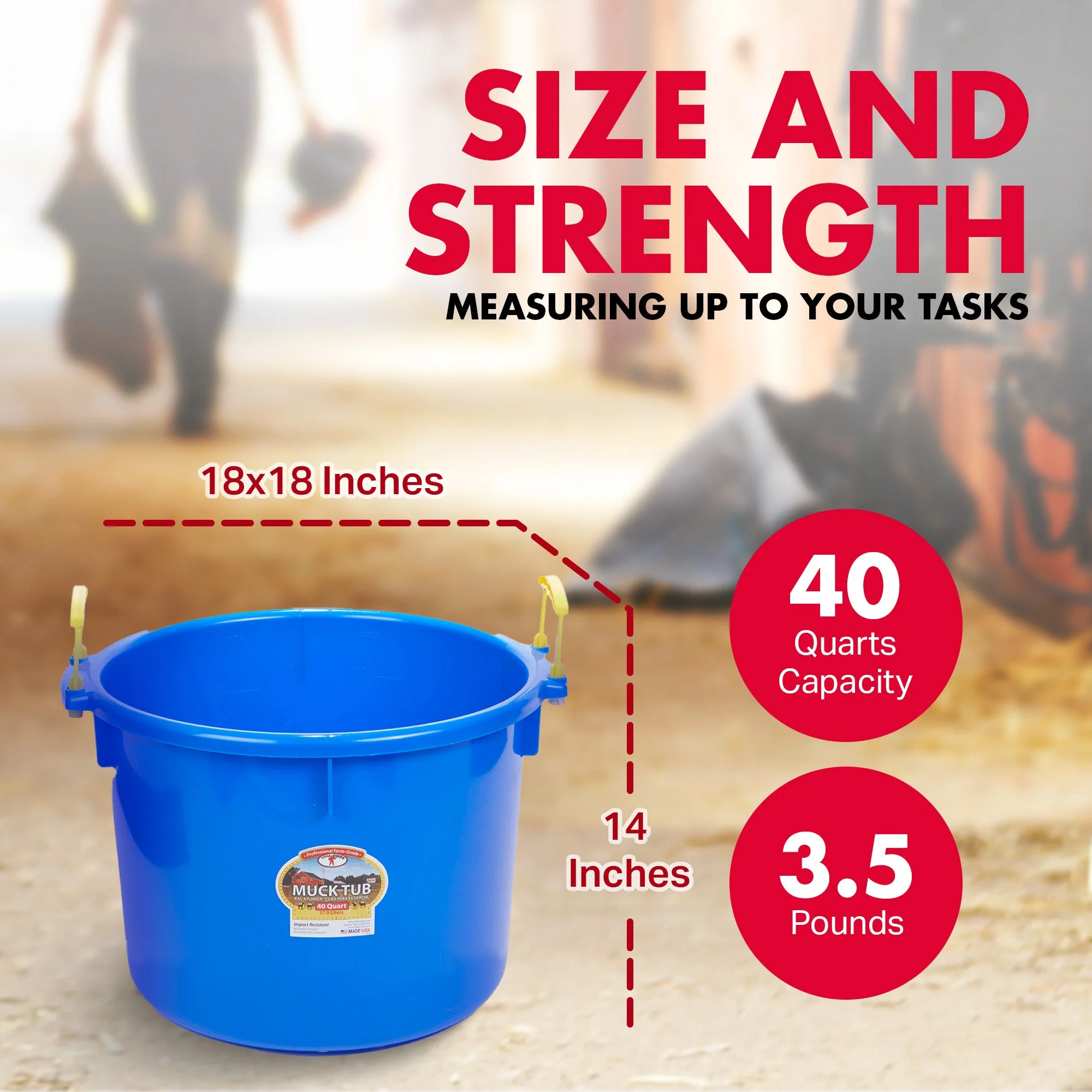 Little Giant 40 Quart Durable and Versatile Utility Muck Tub w/Handles, Blue - Image 3