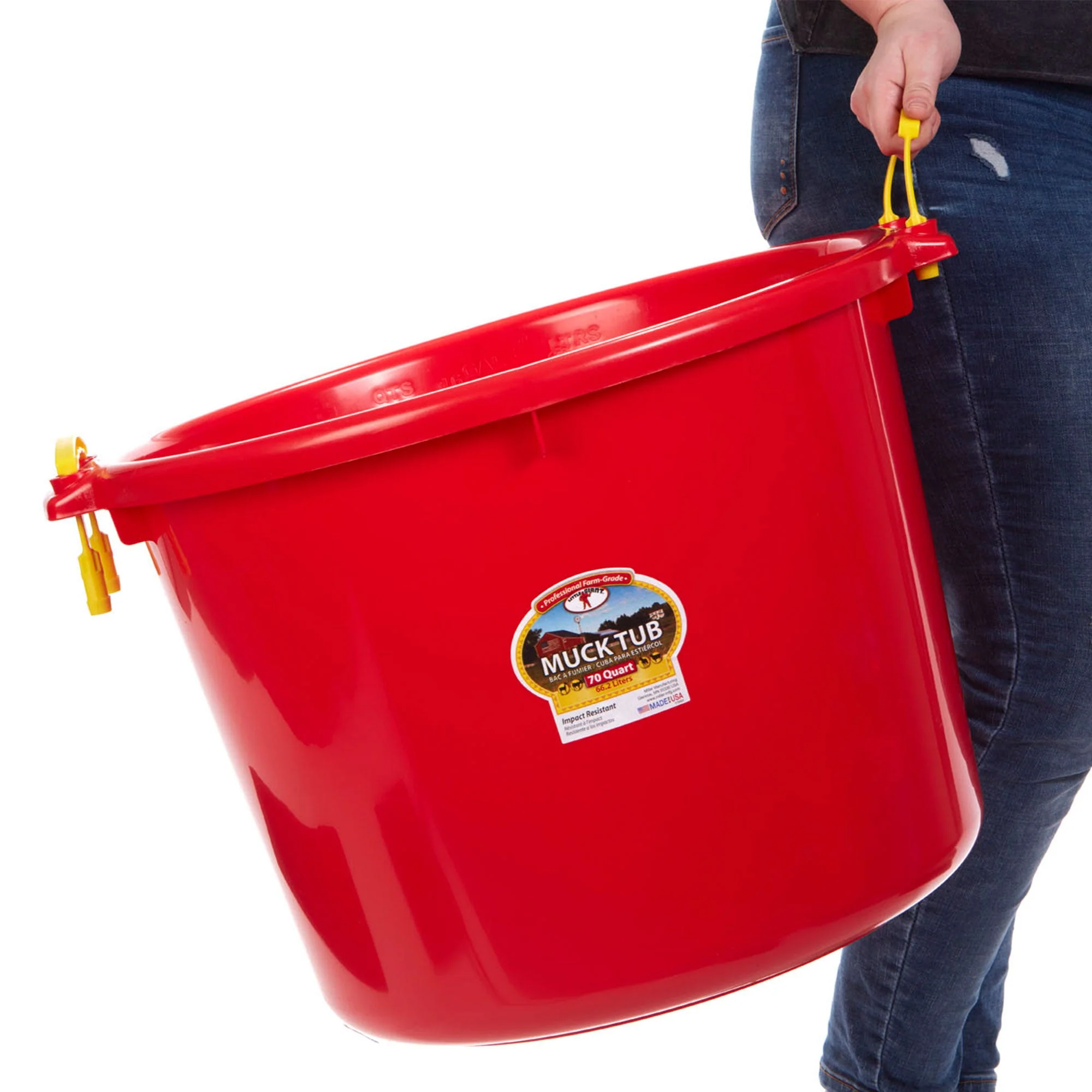 Little Giant 70 Quart Durable and Versatile Utility Muck Tub w/Handles, Red - Image 8