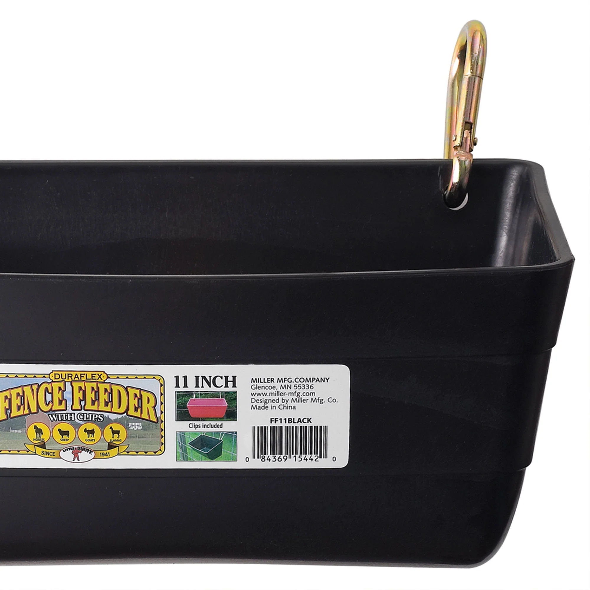 Little Giant FF11RED 4.5 Quart Heavy Duty Feed Trough Bucket Fence Feeder, Black - Image 3
