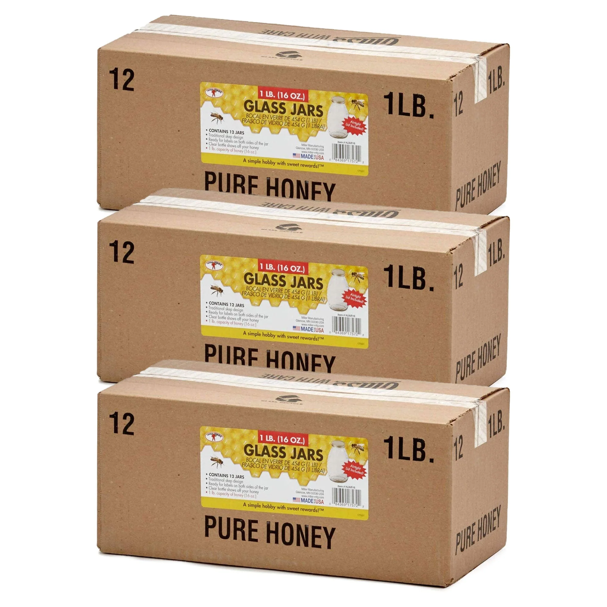 Little Giant HJAR16 16-Ounce Beekeeping Honey Skep Jar w/ Airtight Lid (36 Jars) - Image 4