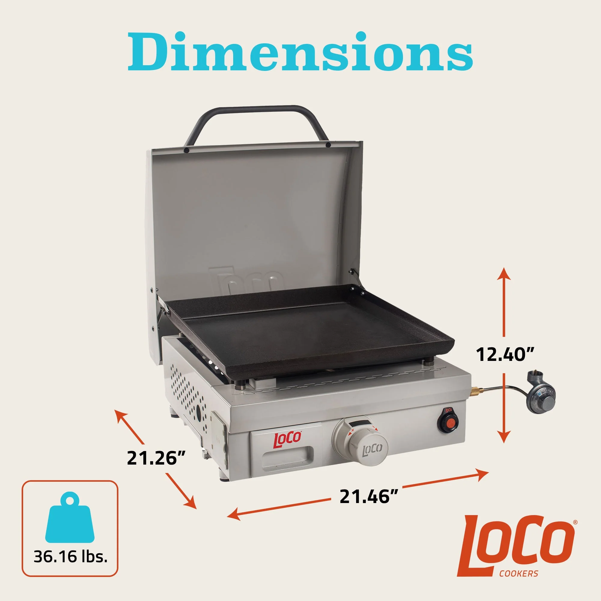 Loco Cookers Portable Digital Propane Burner & Steel Tabletop Foldable Prep Cart - Image 5