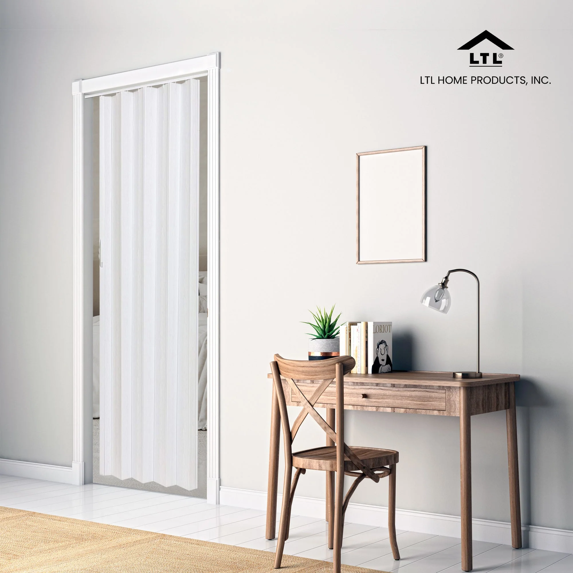 LTL Home Products Via 36" x 80" Vinyl Hinged Single Folding Door, White Mist - Image 4
