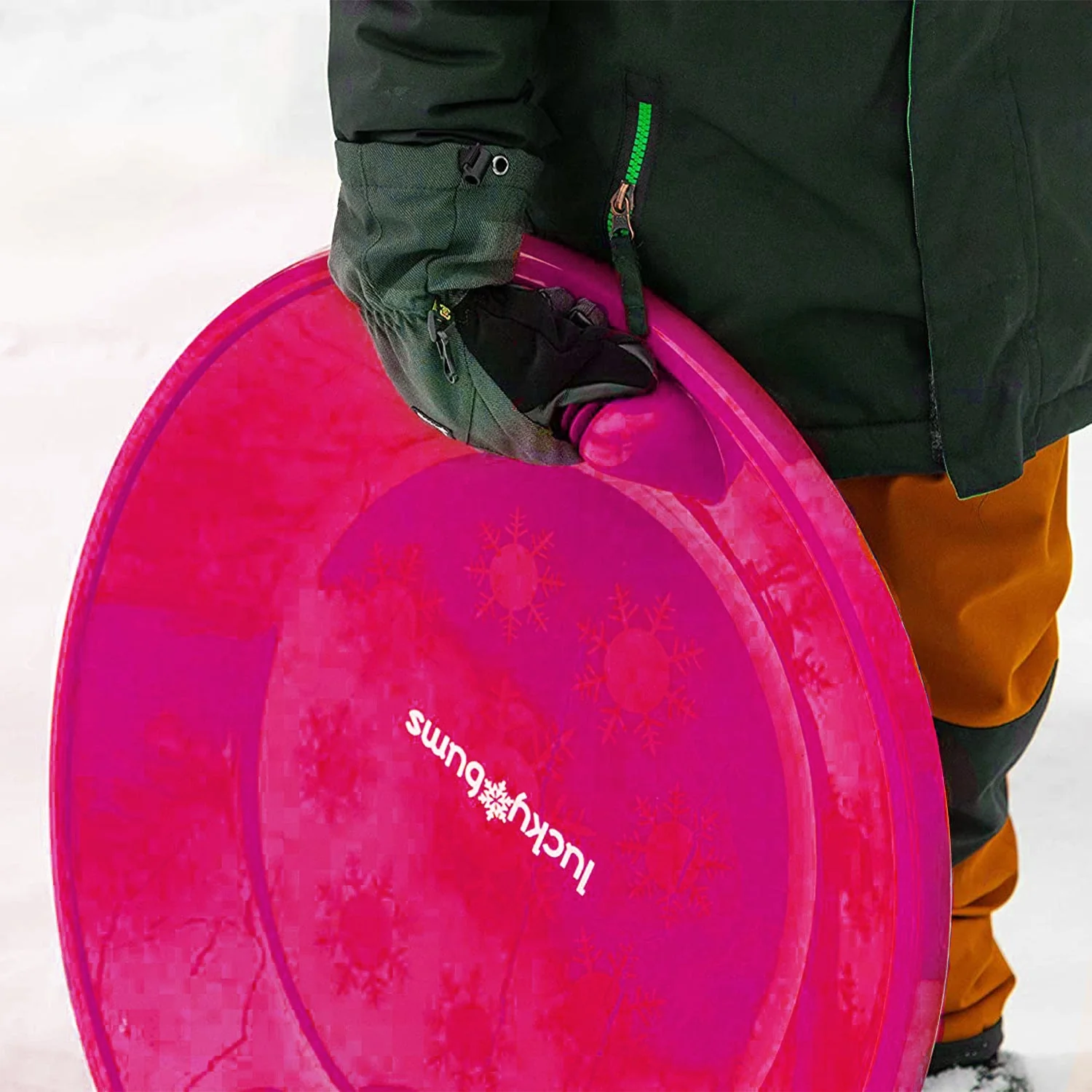 Lucky Bums Circular Saucer Snow Sled for Winter Sledding, 25" Diameter, Pink - Image 4