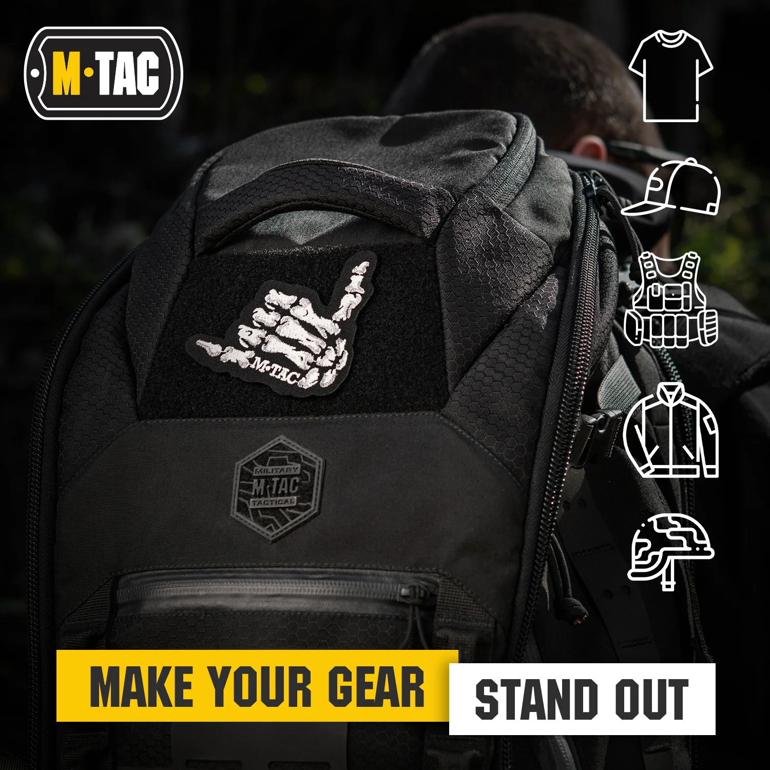 M-Tac Morale Patch Shaka Hand - Tactical Embroidered Military Badge with Hook Fastener Backing - Image 5