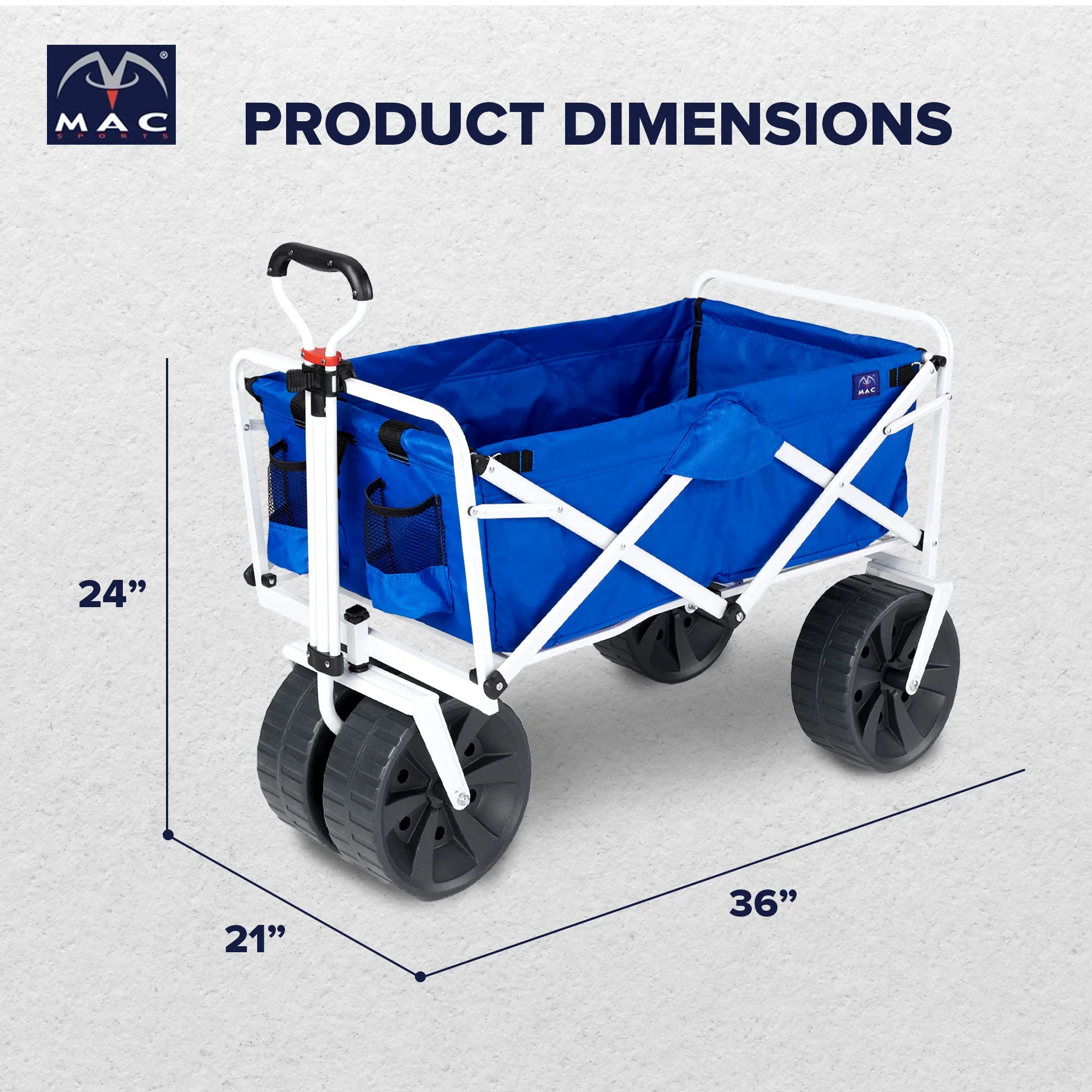 Mac Sports Collapsible Folding All Terrain Outdoor Utility Wagon Cart, Blue - Image 6