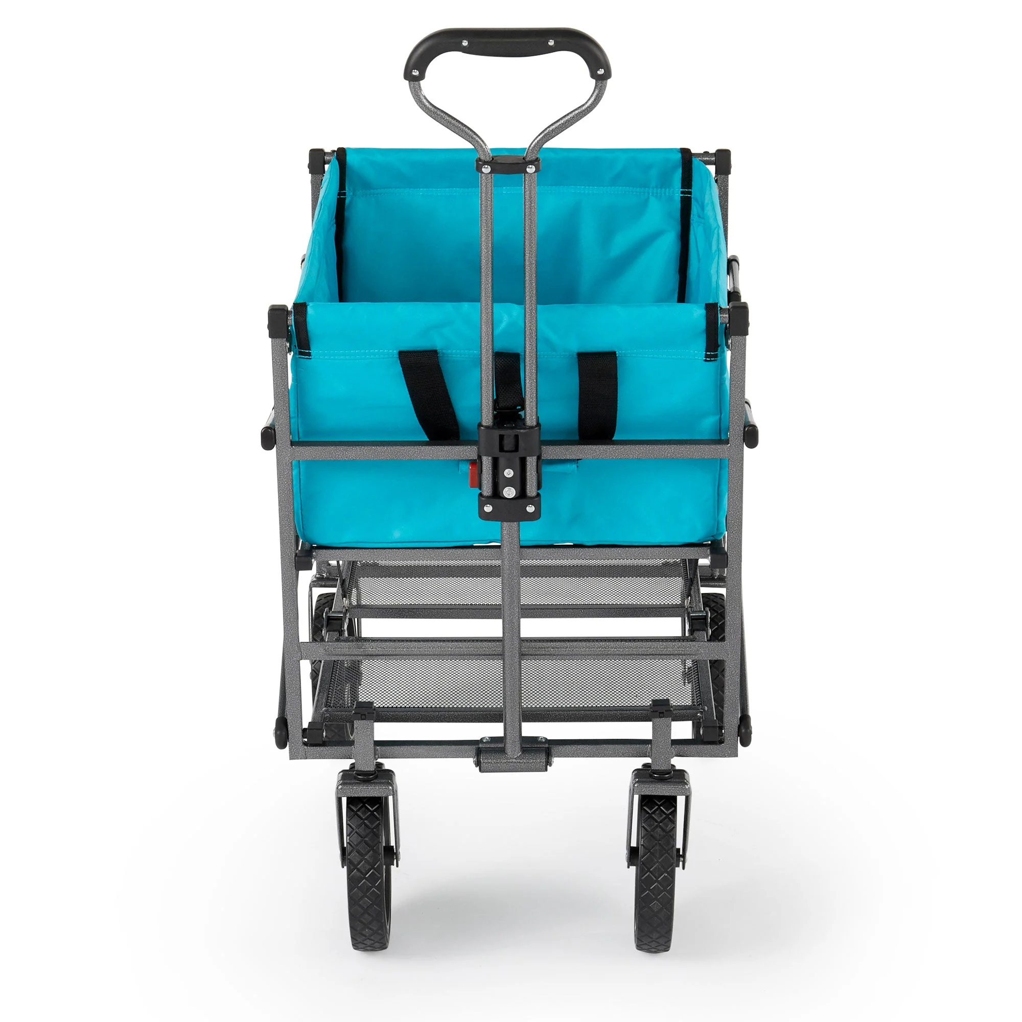 Mac Sports Double Decker Collapsible Outdoor Cart Utility Garden Wagon, Blue - Image 2