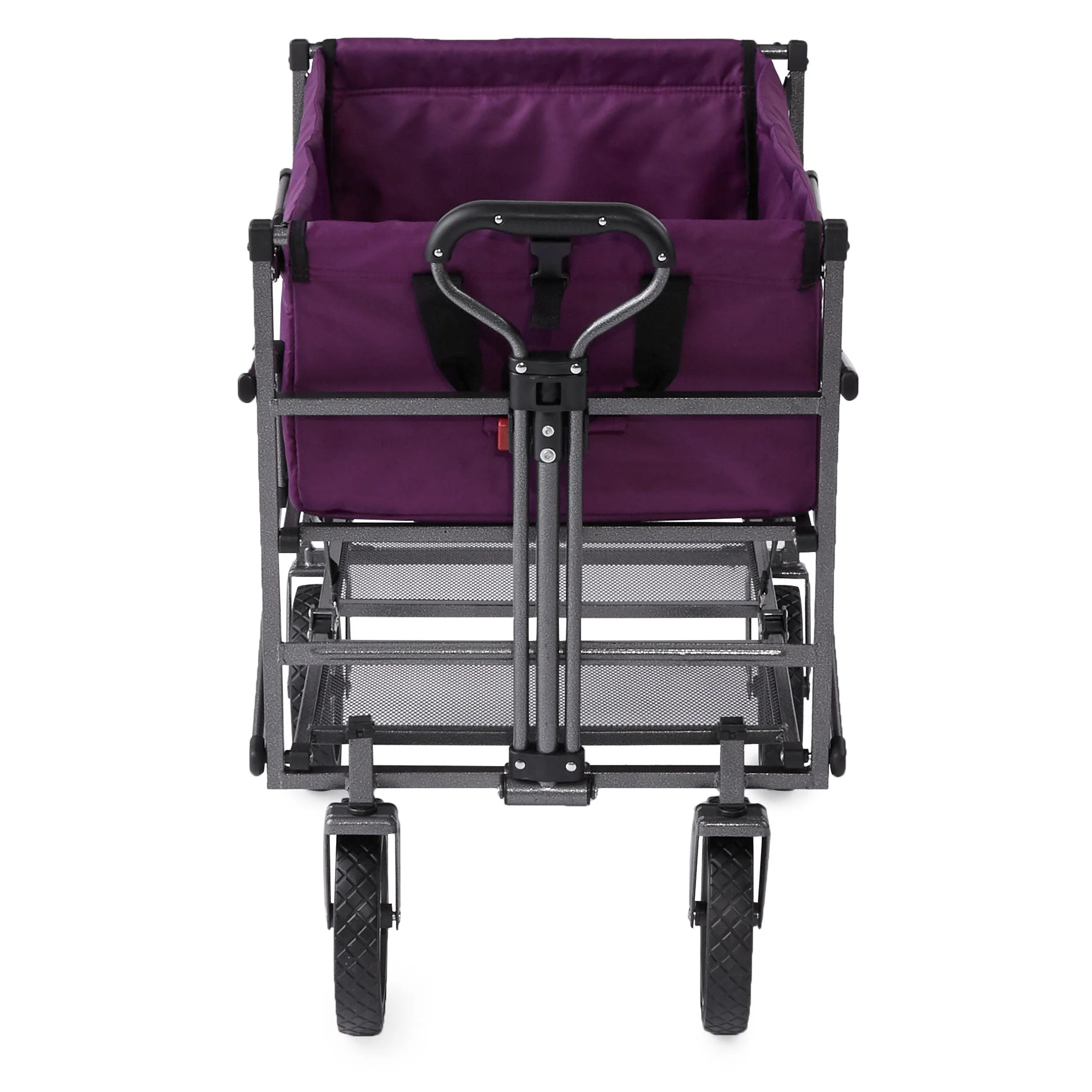 Mac Sports Double Decker Collapsible Outdoor Cart Utility Garden Wagon, Purple - Image 2