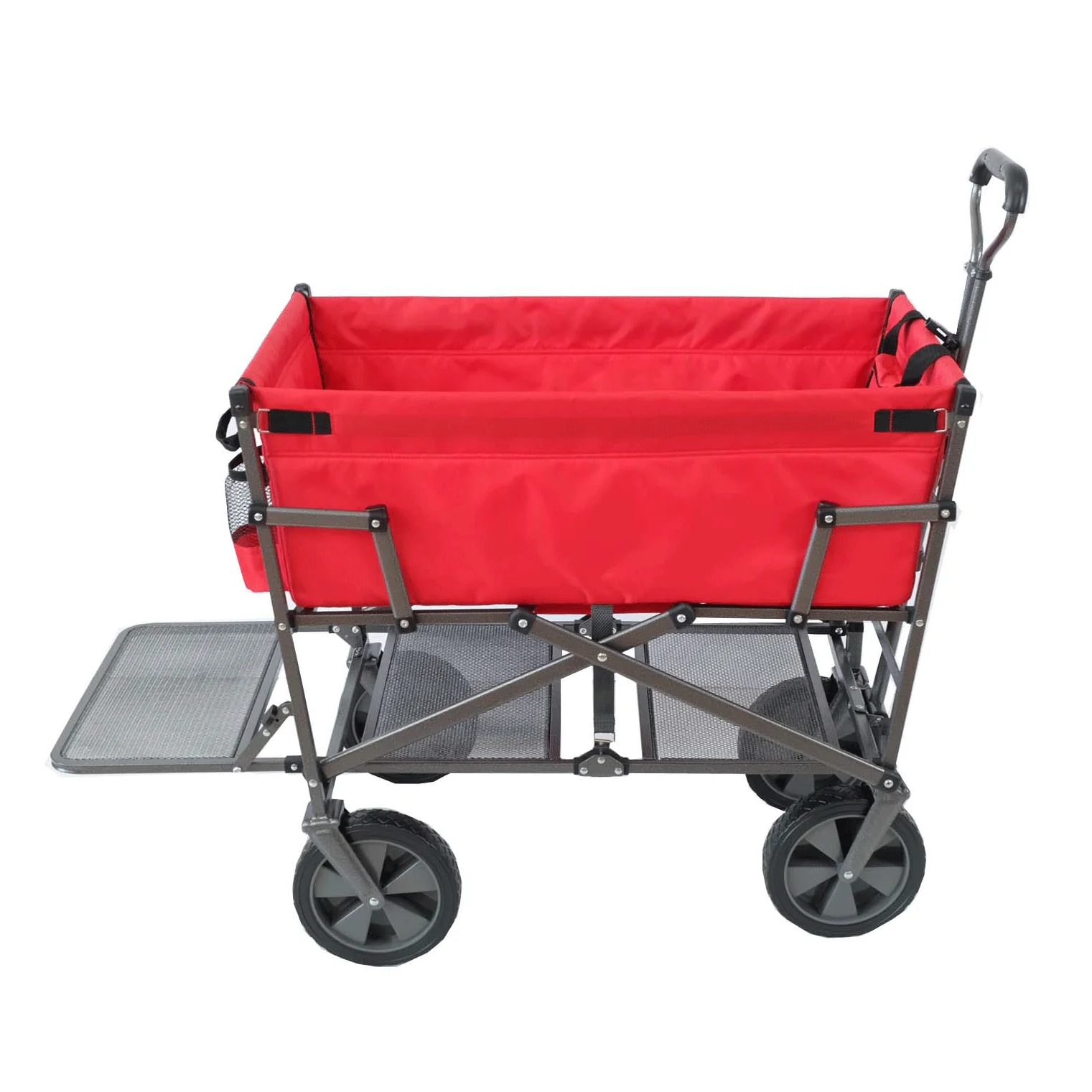 Mac Sports Double Decker Collapsible Outdoor Yard Cart Utility Garden Wagon, Red - Image 2