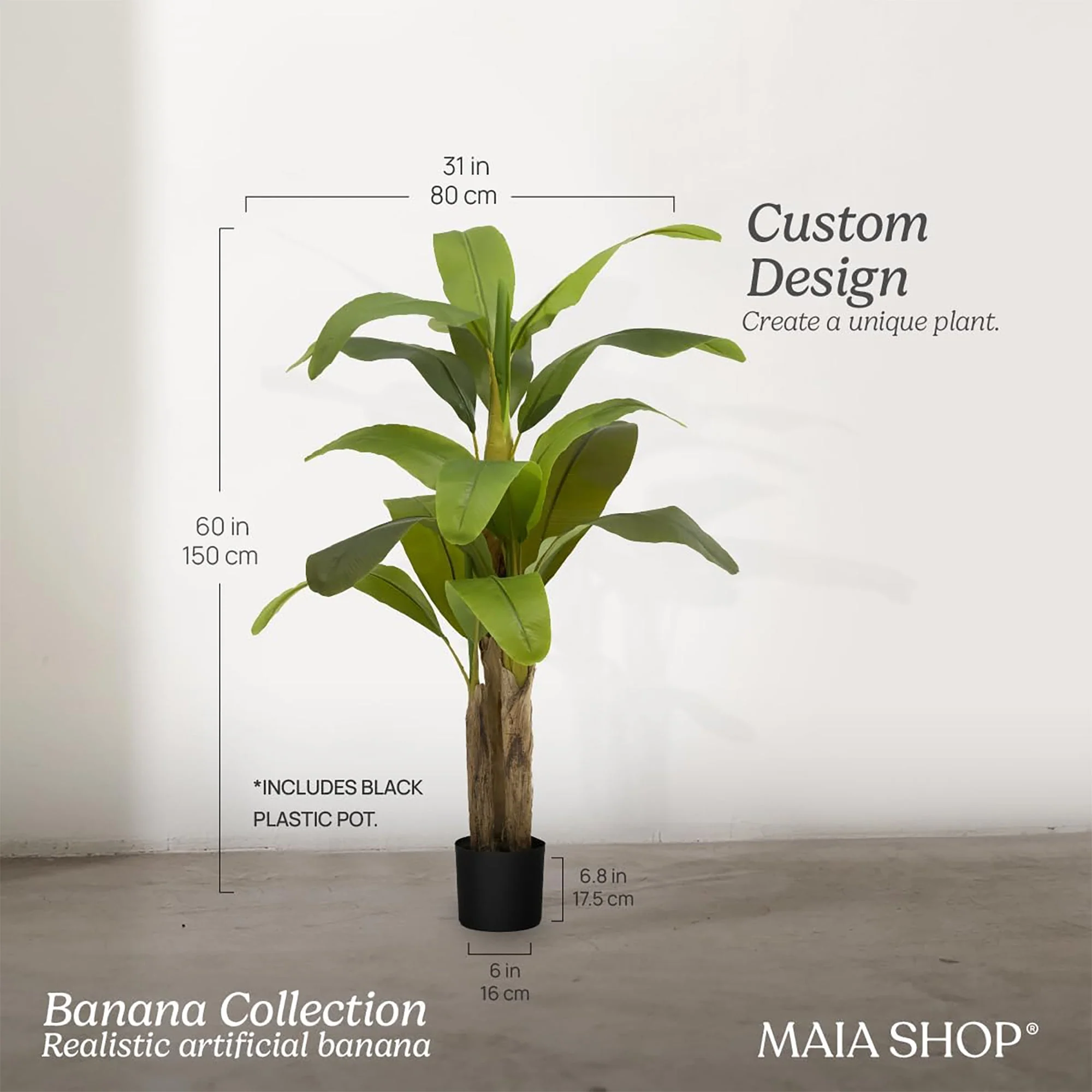 Maia Shop Artificial Banana Tree 5 Feet Tall Tropical Home Decoration, 60 Inches - Image 3