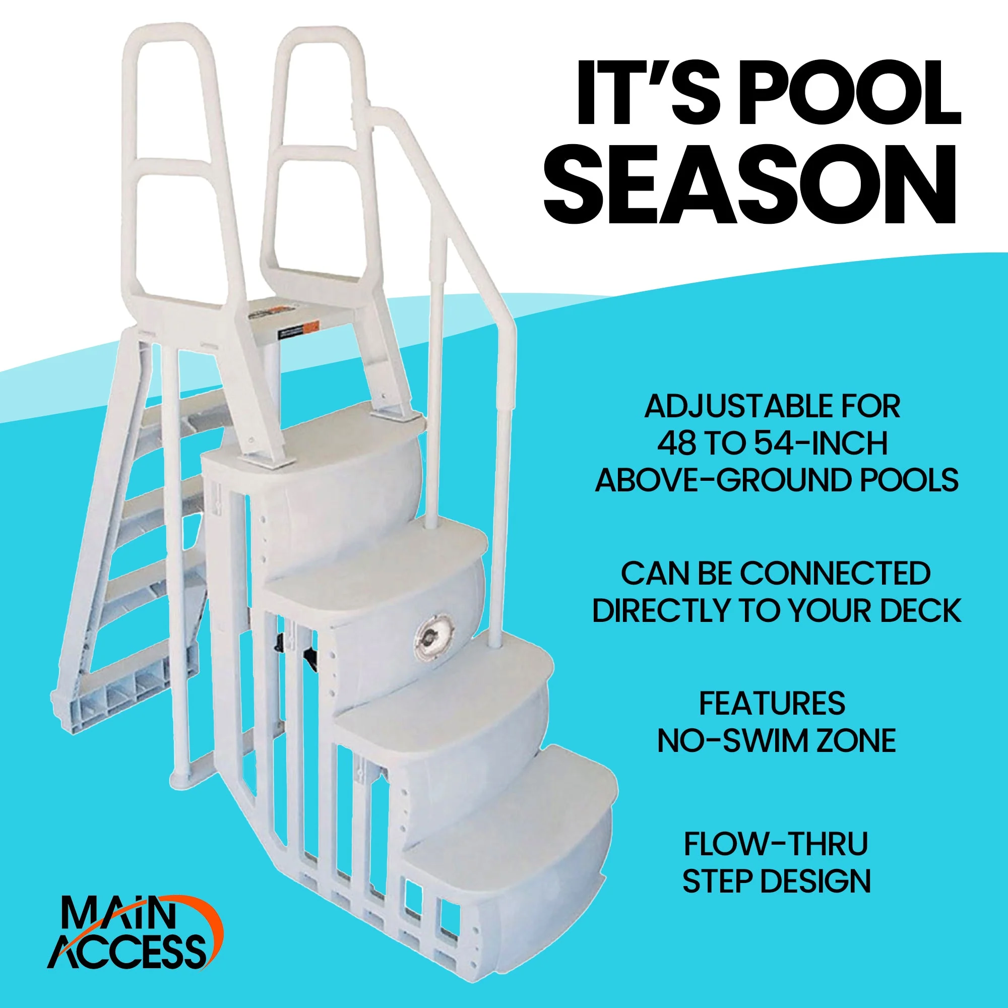 Main Access 48-54 Inch Above Ground Swimming Pool Smart Step and Ladder System - Image 3