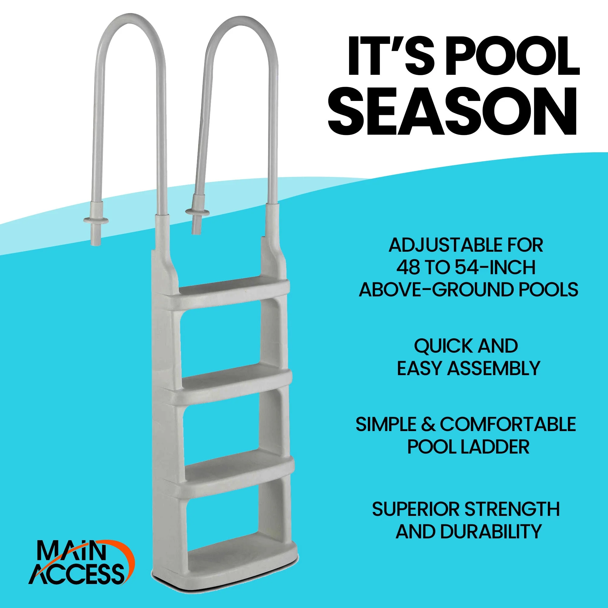Main Access Large Pool Step Guard Mat, Gray + Main Access Pool Ladder, White - Image 6