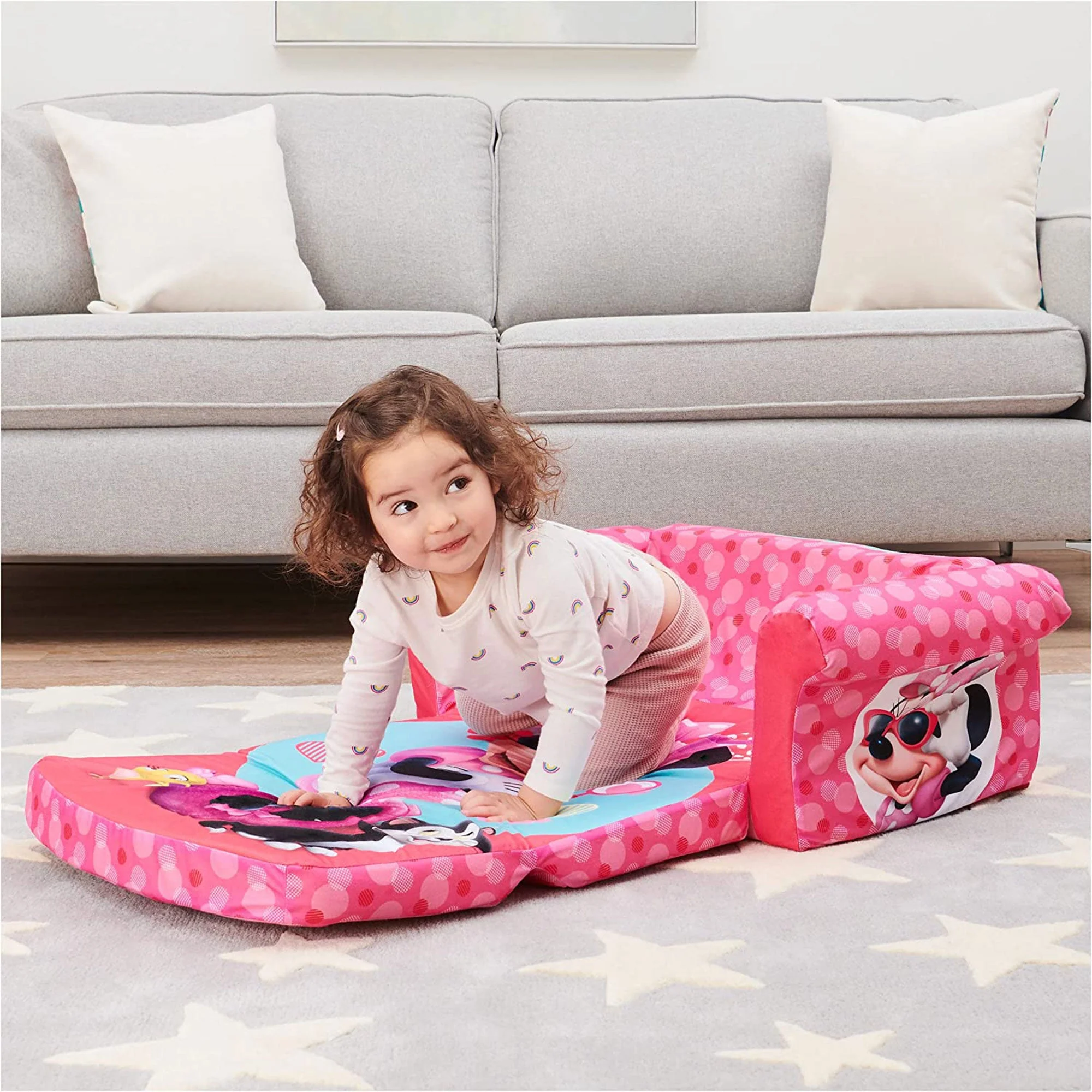 Marshmallow Furniture Kids 2 in 1 Foam Compress Sofa Bed, Minnie Mouse (2 Pack) - Image 6