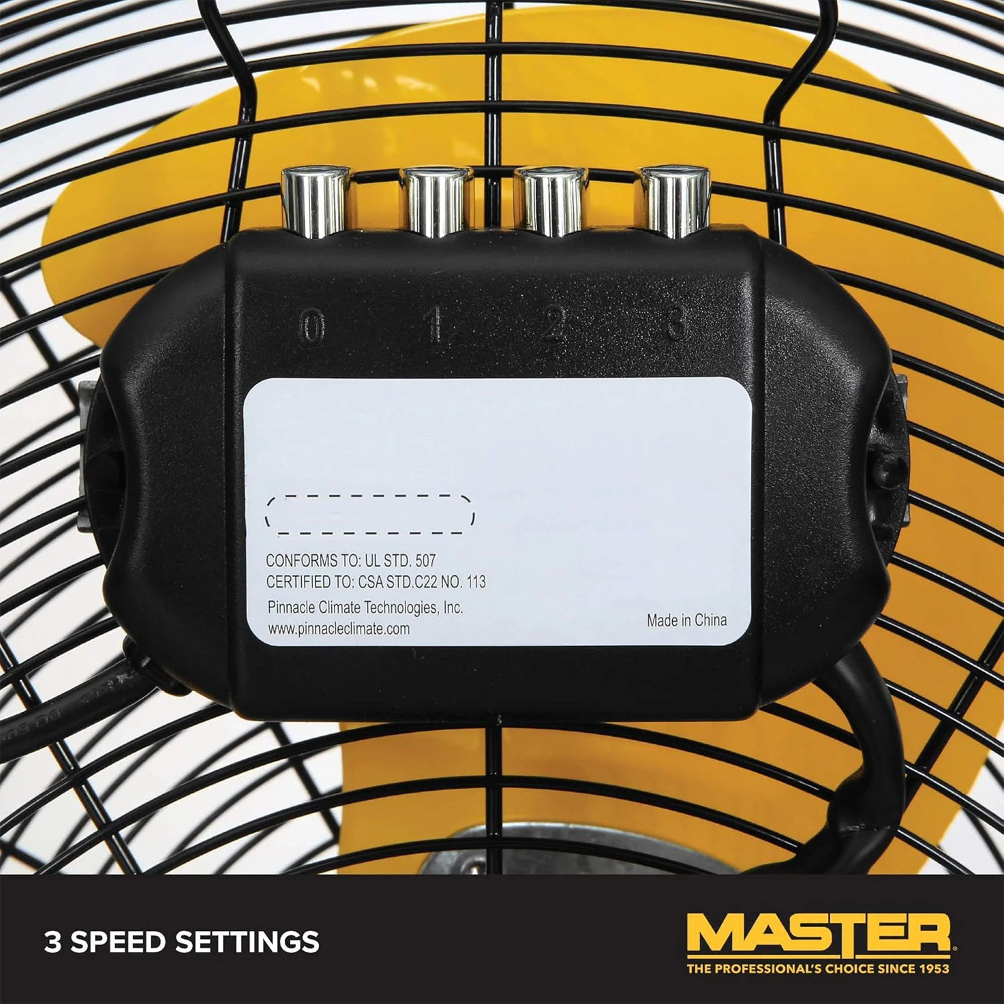 Master High Velocity Portable Industrial Metal Floor Fan, 20 Inch, Black/Yellow - Image 7