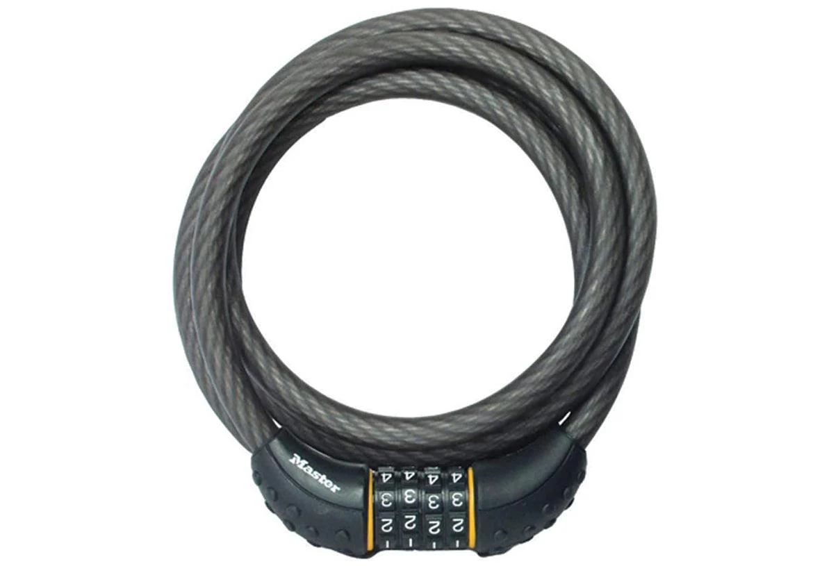 Master Lock© Cable Combination Lock, Set Your Own Combination Bike Lock, 6 ft. Long, 8122D , Black