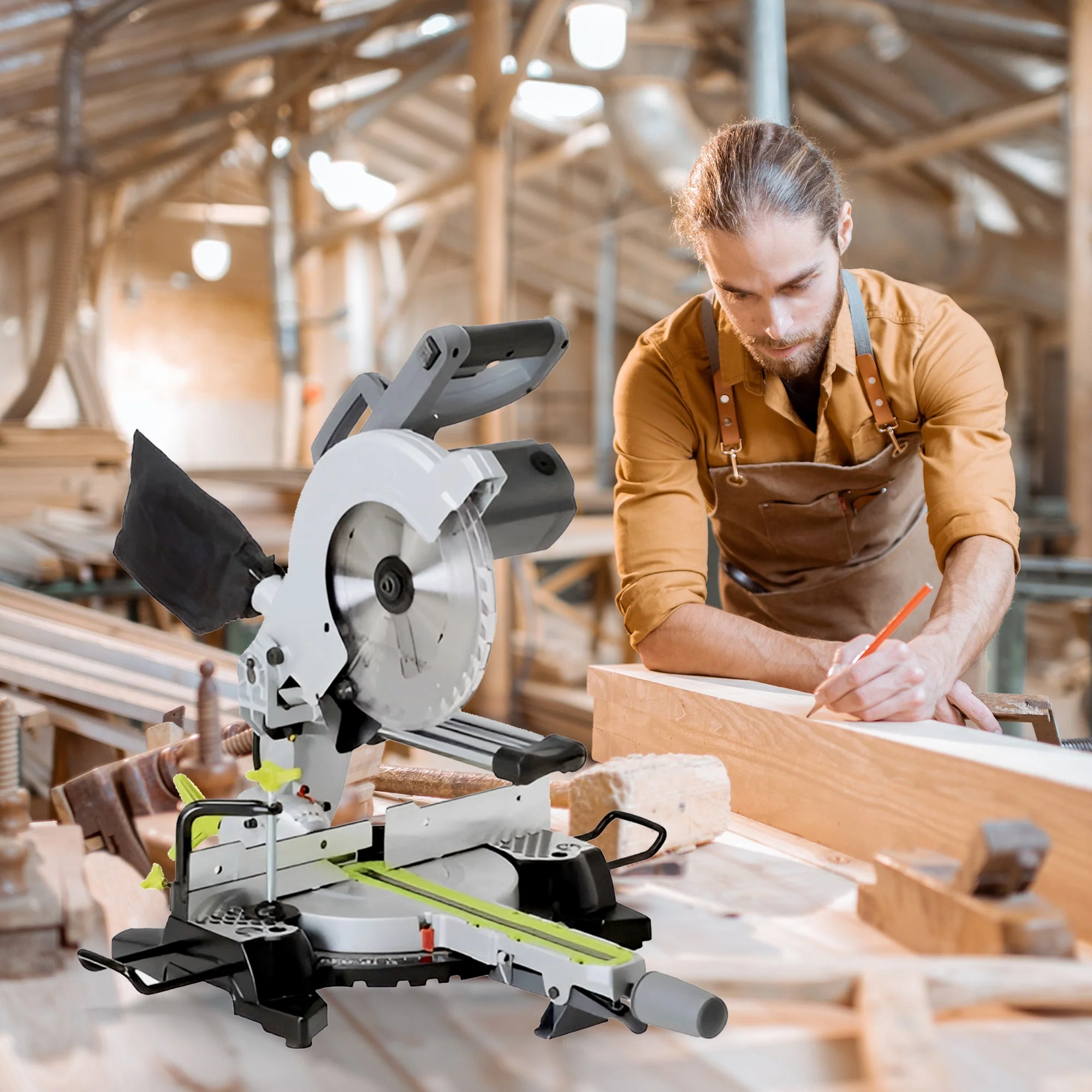 Master Mechanic 10 Inch Compact Sliding Miter Circular Saw with Laser Guide - Image 4
