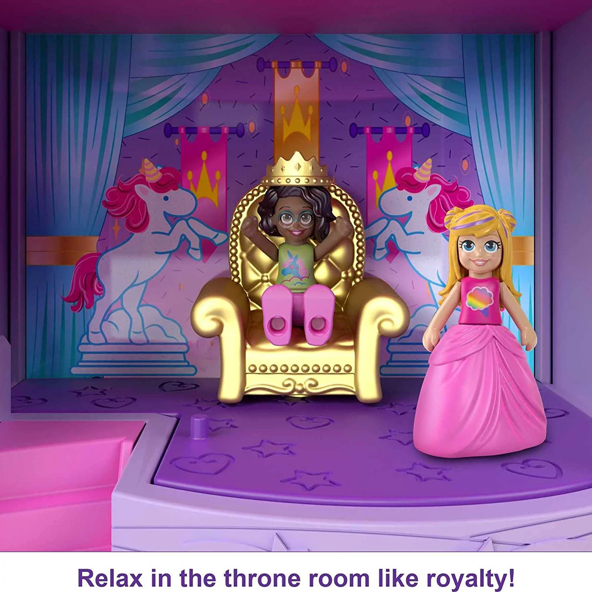 Mattel Polly Pocket Rainbow Funland Theme Park Playset w/ 3 Rides, Polly & Shani - Image 4