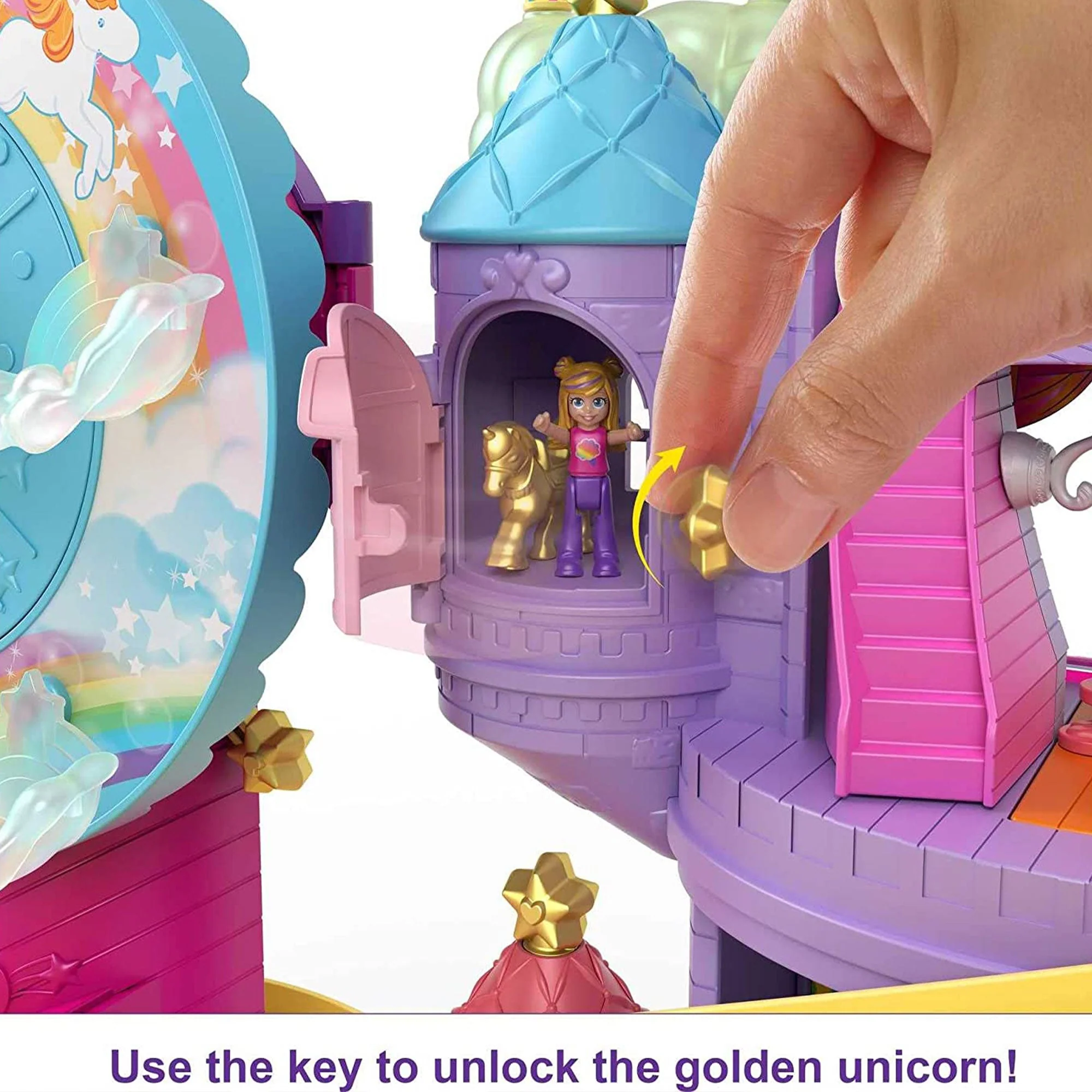 Mattel Polly Pocket Rainbow Funland Theme Park Playset w/ 3 Rides, Polly & Shani - Image 5