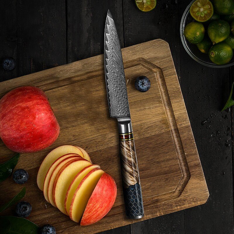 Maverick VG10 Damascus Chef & Petty Knife with Olive Wood Handle - Image 6