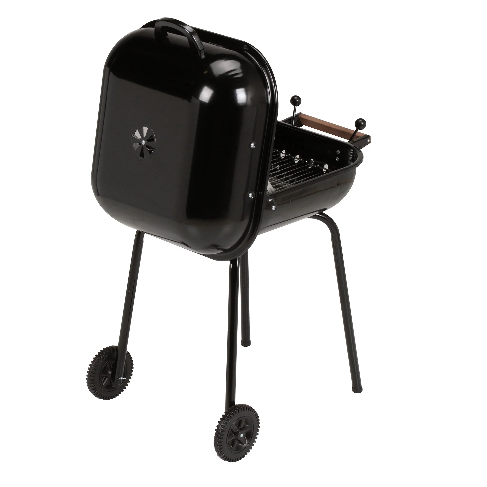 MECO Americana Swinger Wheeled Charcoal Grill, Side Tables & Bottom Shelf, Black - Image 4