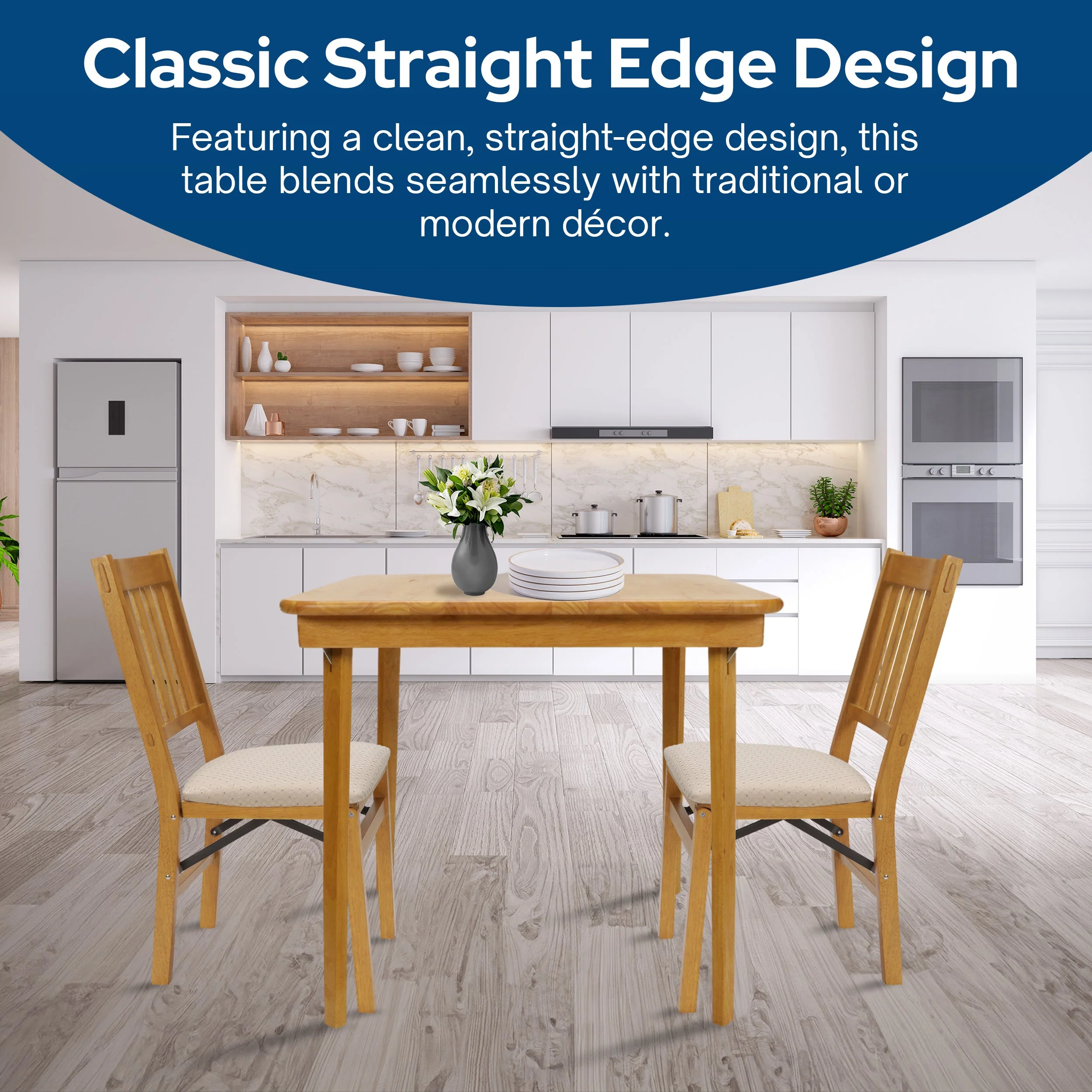 MECO Stakmore Classic Straight Edge Solid Wood Folding Card Table, Oak Frame - Image 6