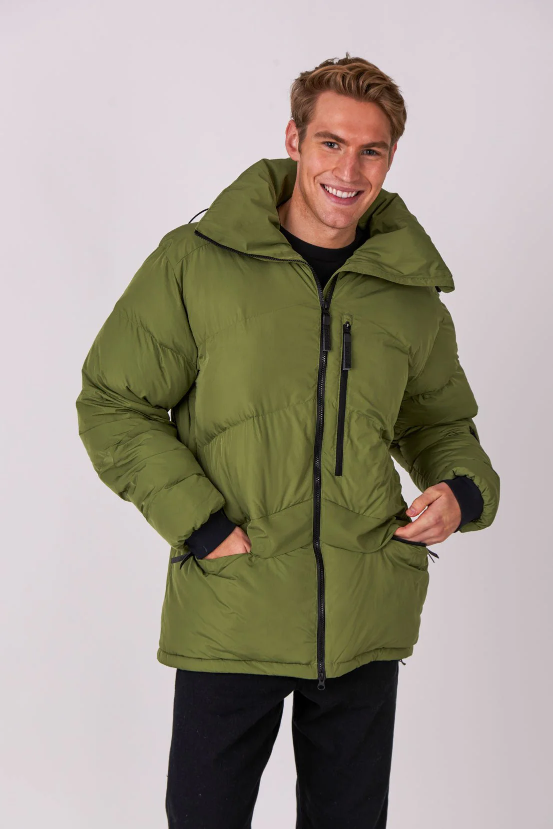 Men's Puffer Jacket Khaki - Image 8