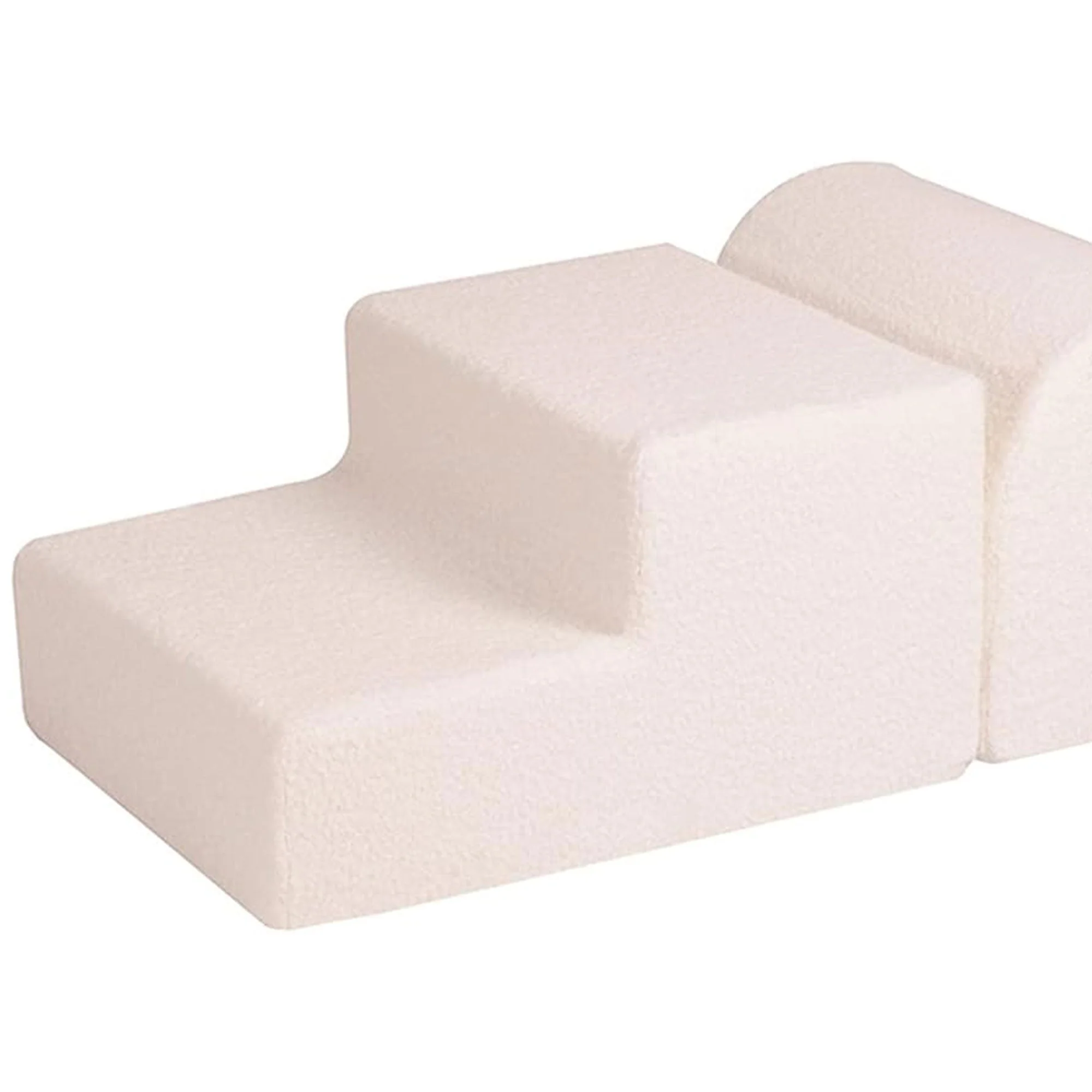 MeowBaby 3 Elements Soft Foam Climbing Blocks Playset with Velvet Cover, White - Image 5