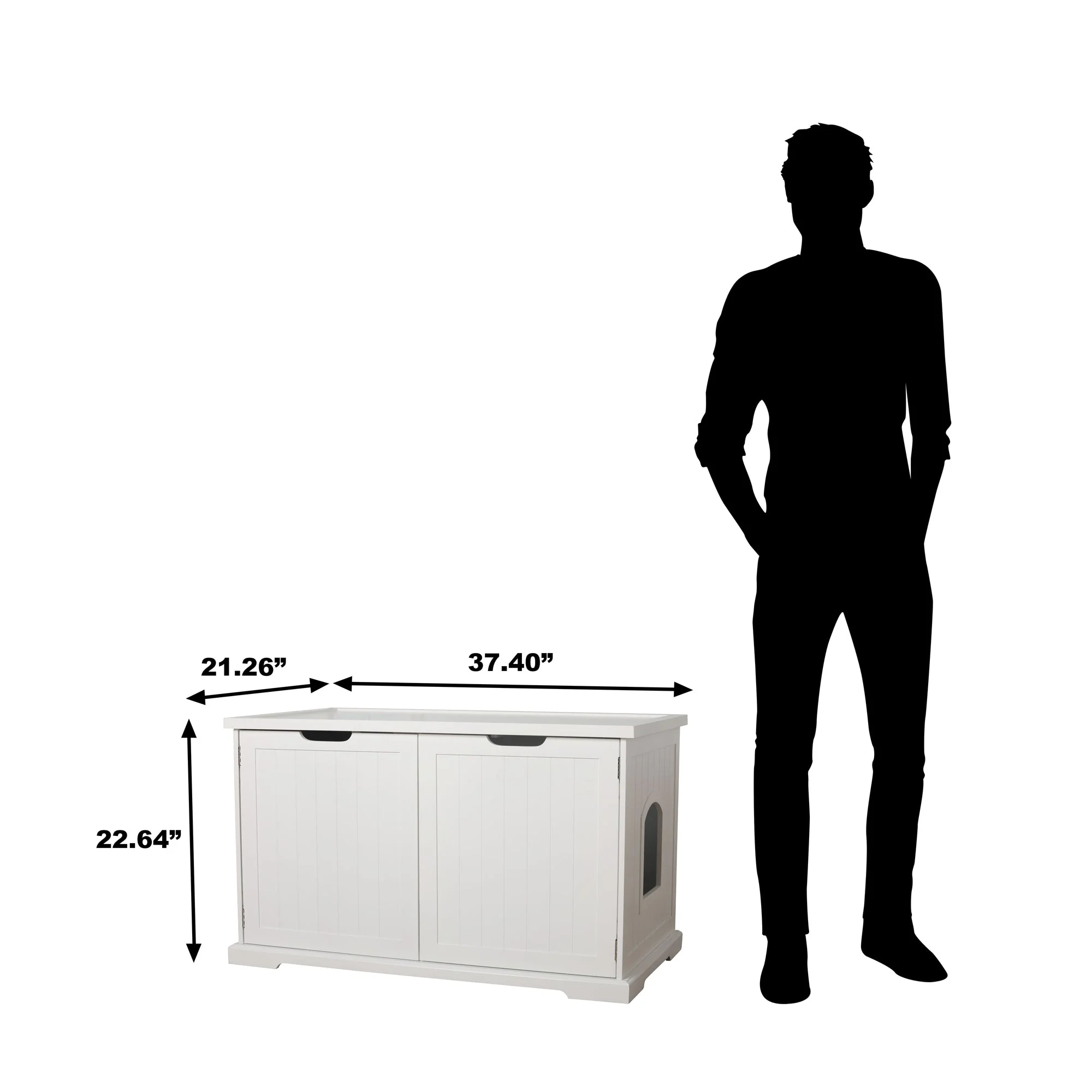 Merry Products Pet Cat Washroom Bench Box with Removable Partition Wall, White - Image 5