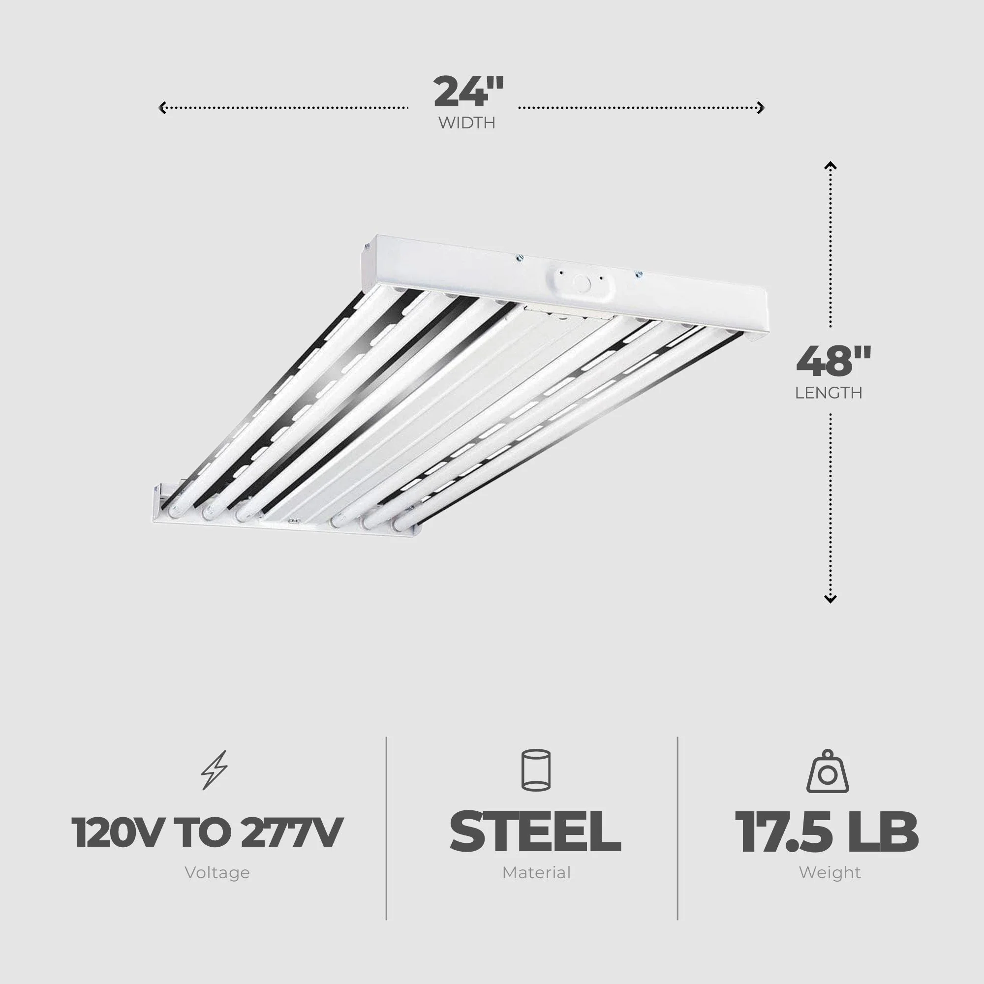 Metalux F Bay HBL 2 x 4 Foot 6 Lamp T5 Commercial Fluorescent Lamp Light Fixture - Image 3